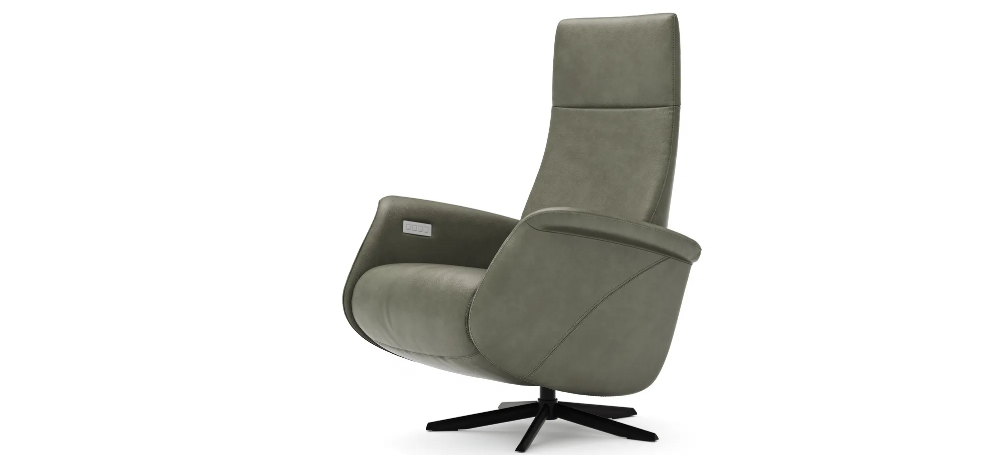 Sessel Girona - Relaxfunktion (motorisch), Leder, Moos