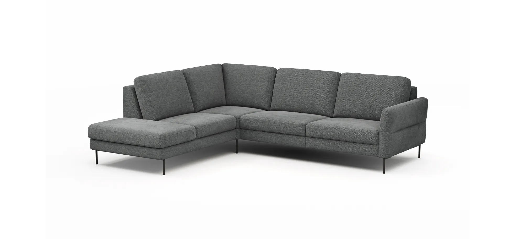 Ecksofa  Enna - Ecke links, 3-Sitzer, Sitzvorzug (motorisch), Stoff, Anthrazit