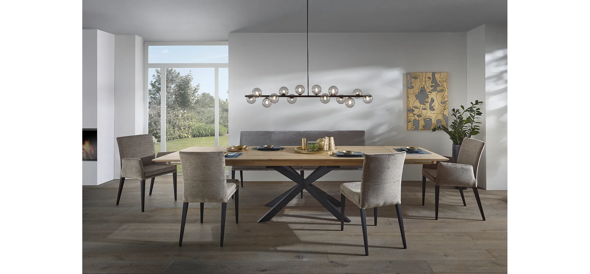 Esstische Talara Lola - LB ca. 220x100cm, Wildeiche Bianco