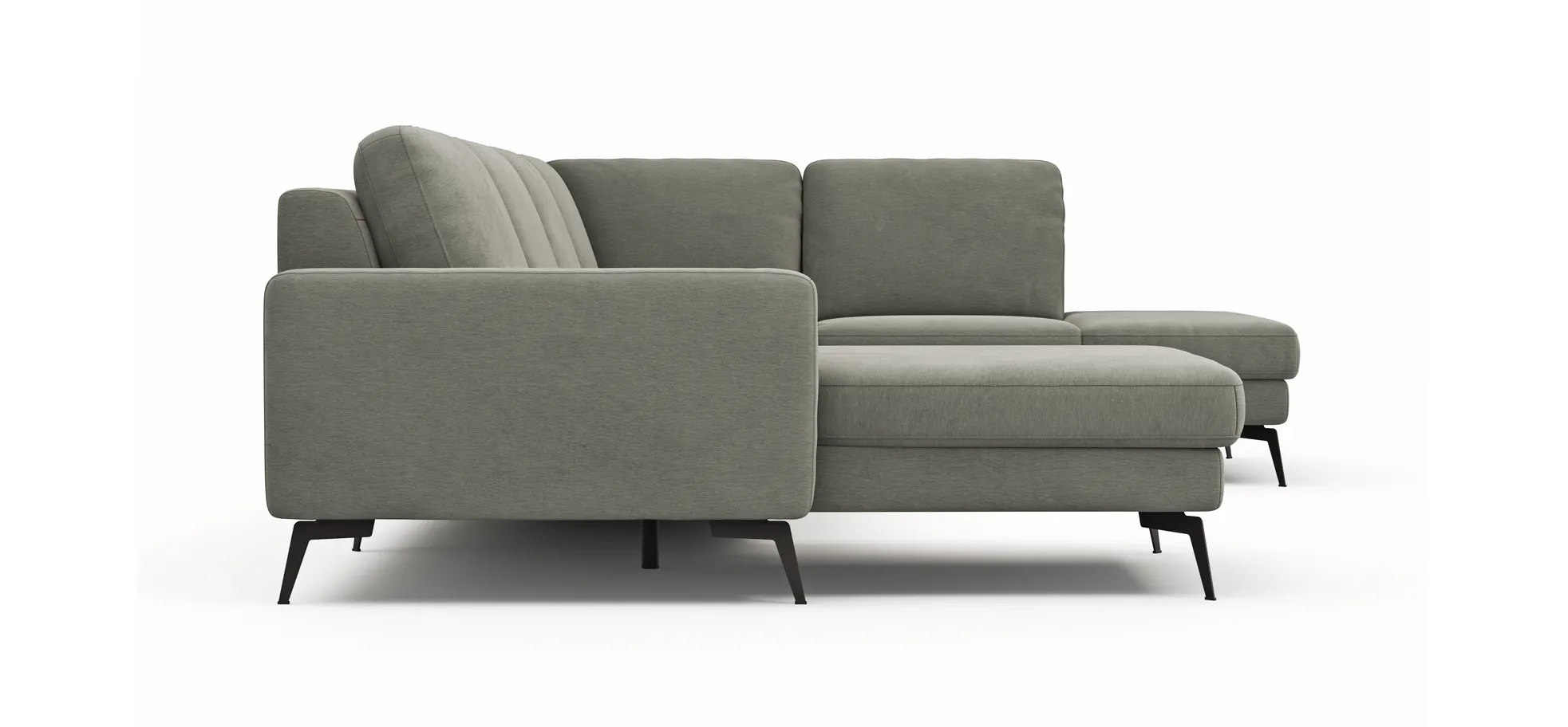 Wohnlandschaft Enna - Longchair links, 2,5-Sitzer, Ecke rechts, Stoff, Grau