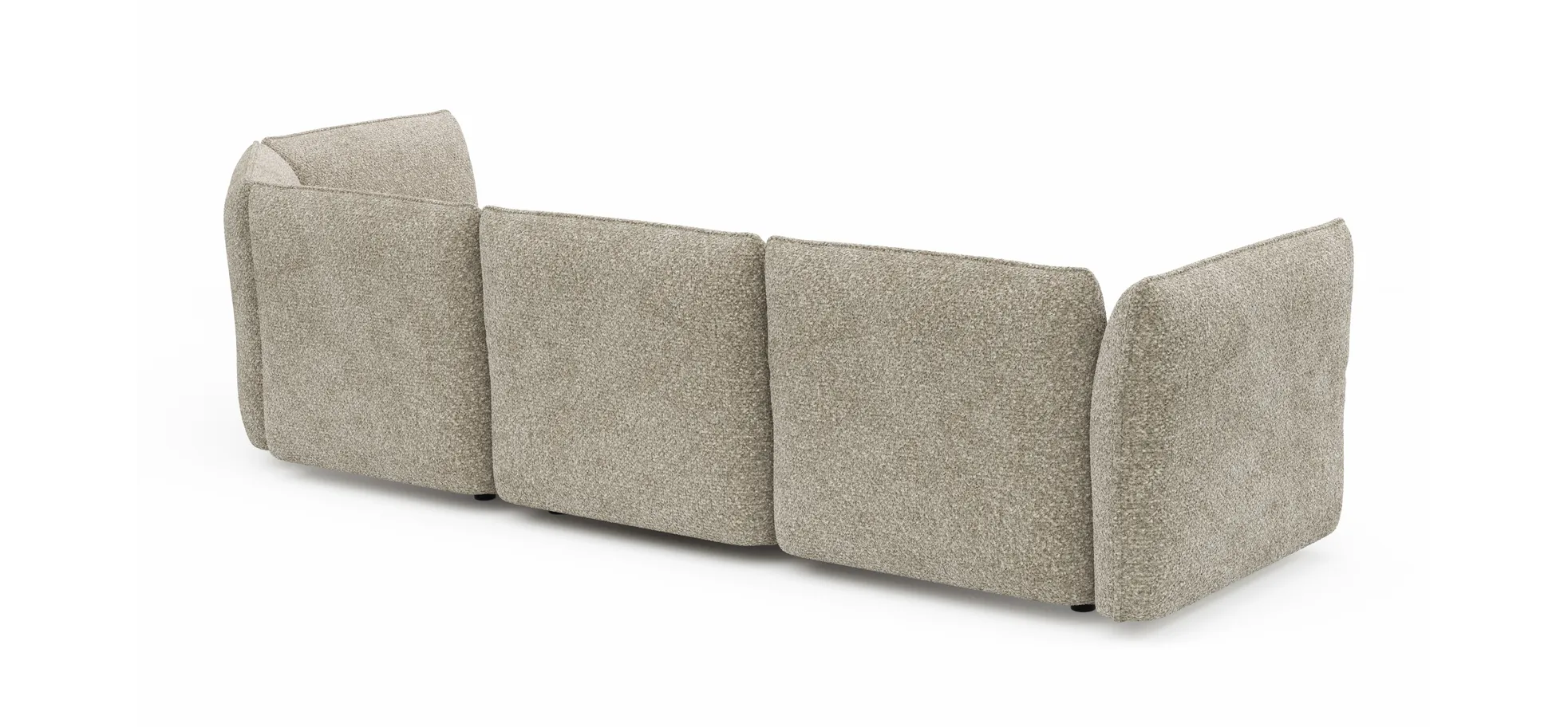 Trapezsofa Motone - 2-Sitzer mit Ecke rechts, Stoff, Beige