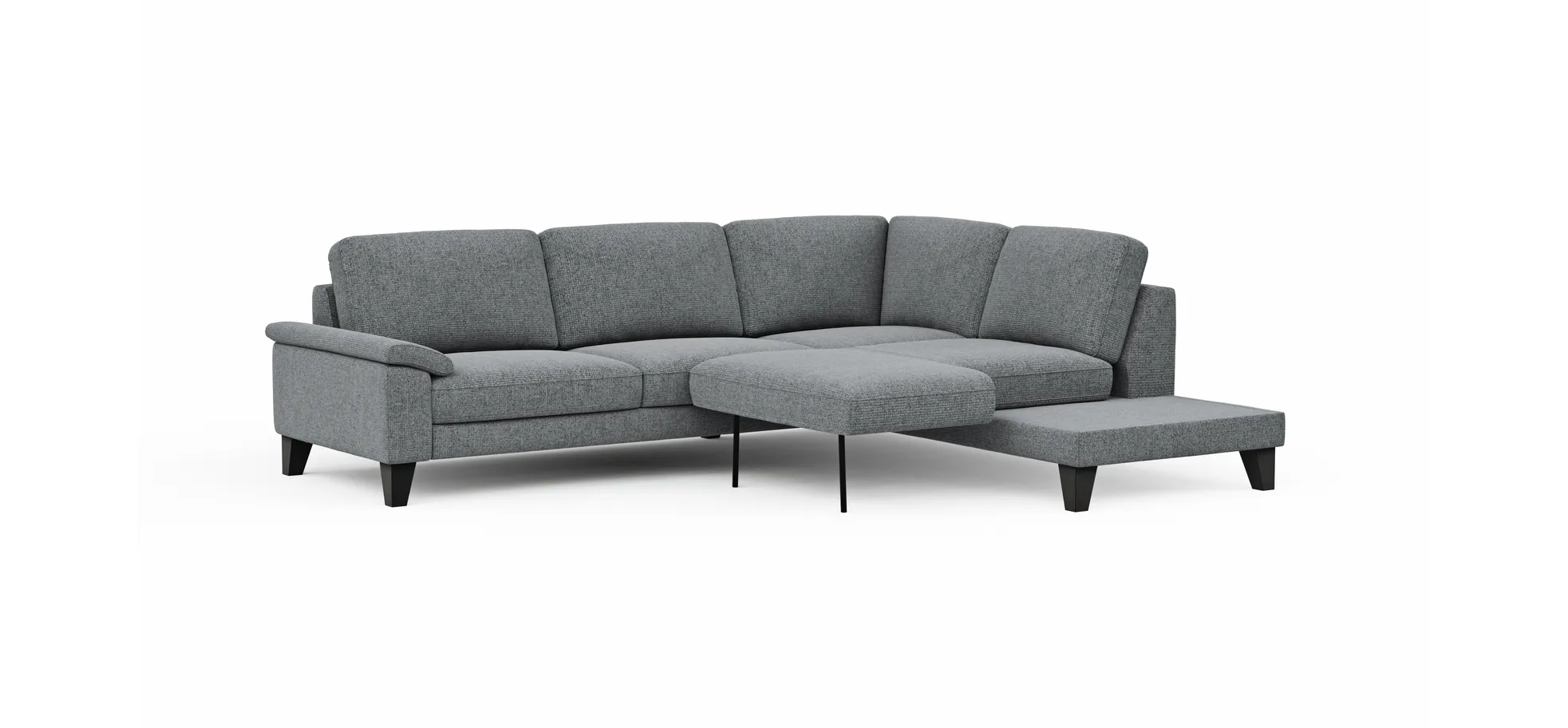 Ecksofa Oviedo - 2,5-Sitzer mit Ecke rechts inkl. Drehsitz, Stoff, Grau