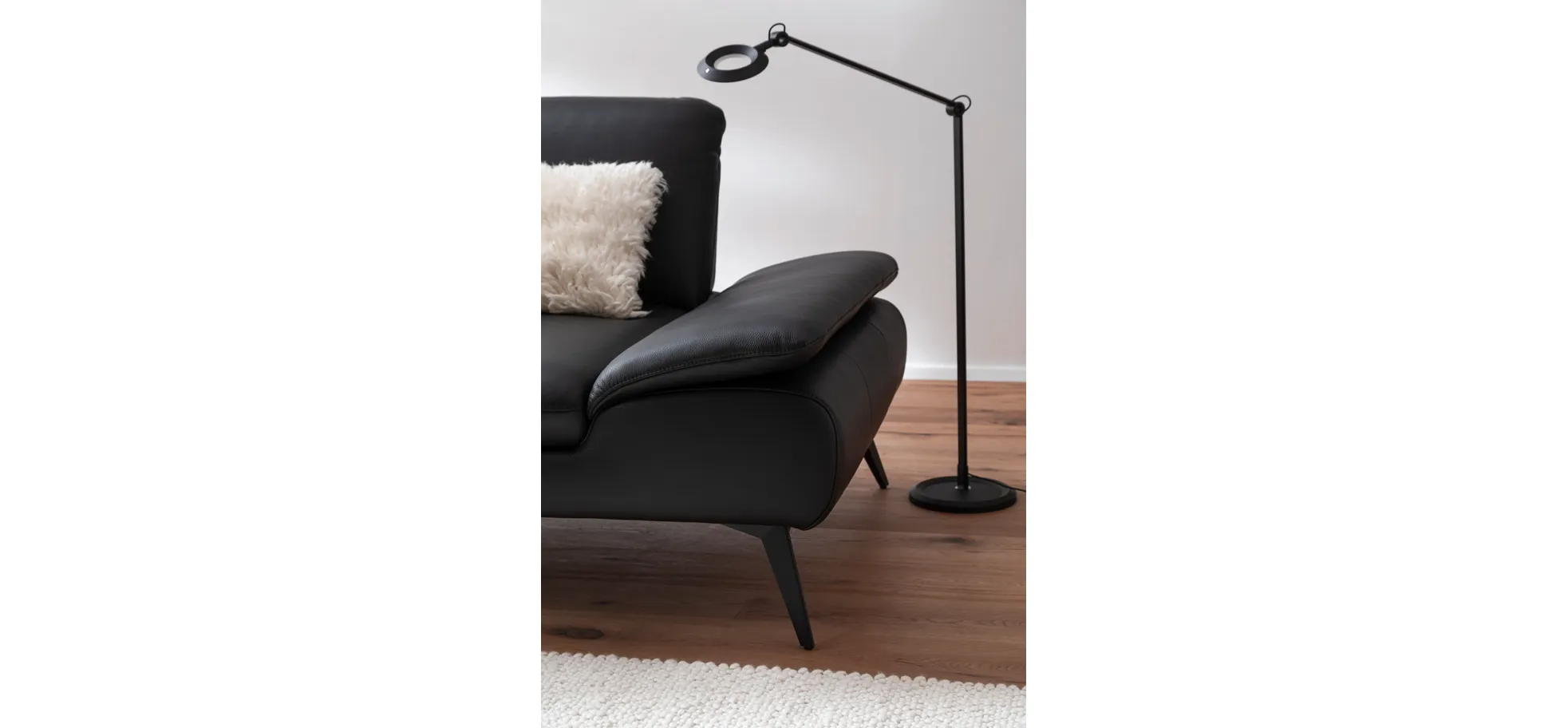 Sofa Collina - 2,5-Sitzer, Leder, Schwarz