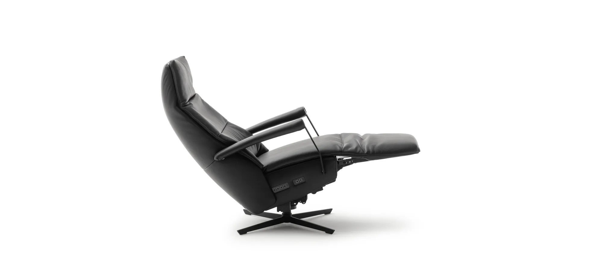 Sessel Possitano - motor. Relaxfunktion und Aufstehhilfe, Leder, Schwarz