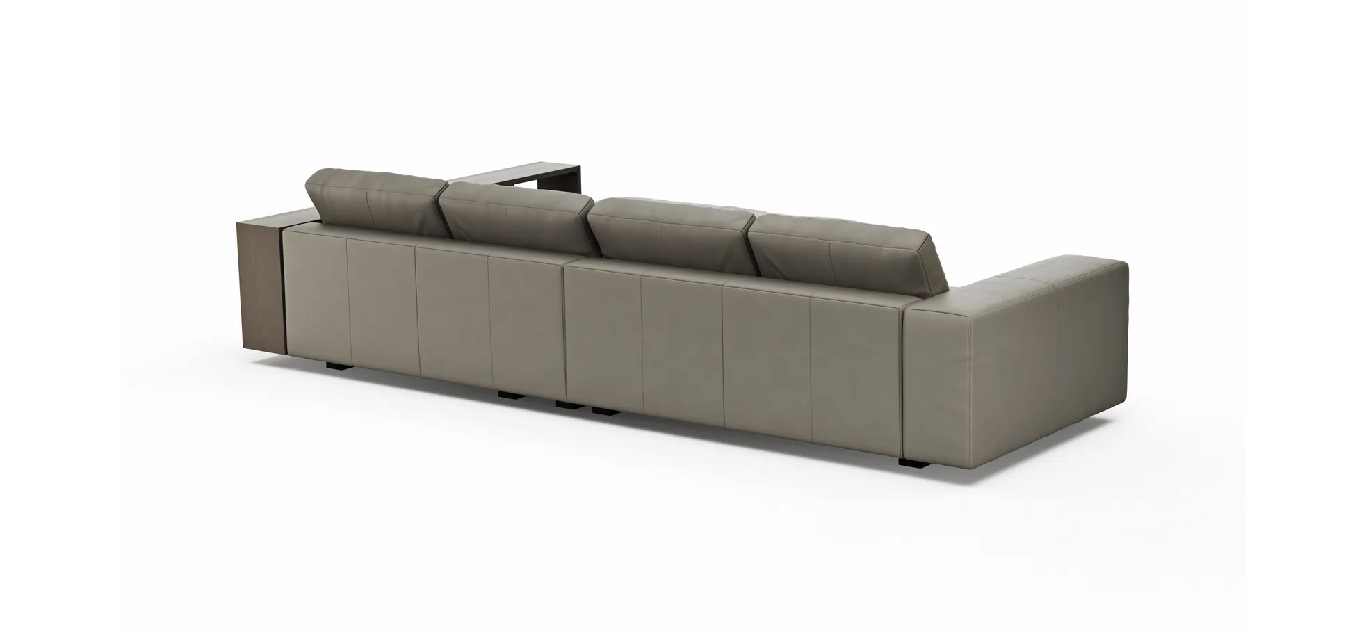Ecksofa Aprino 1 - 2,5-Sitzer mit Longchair rechts, Leder, Grau