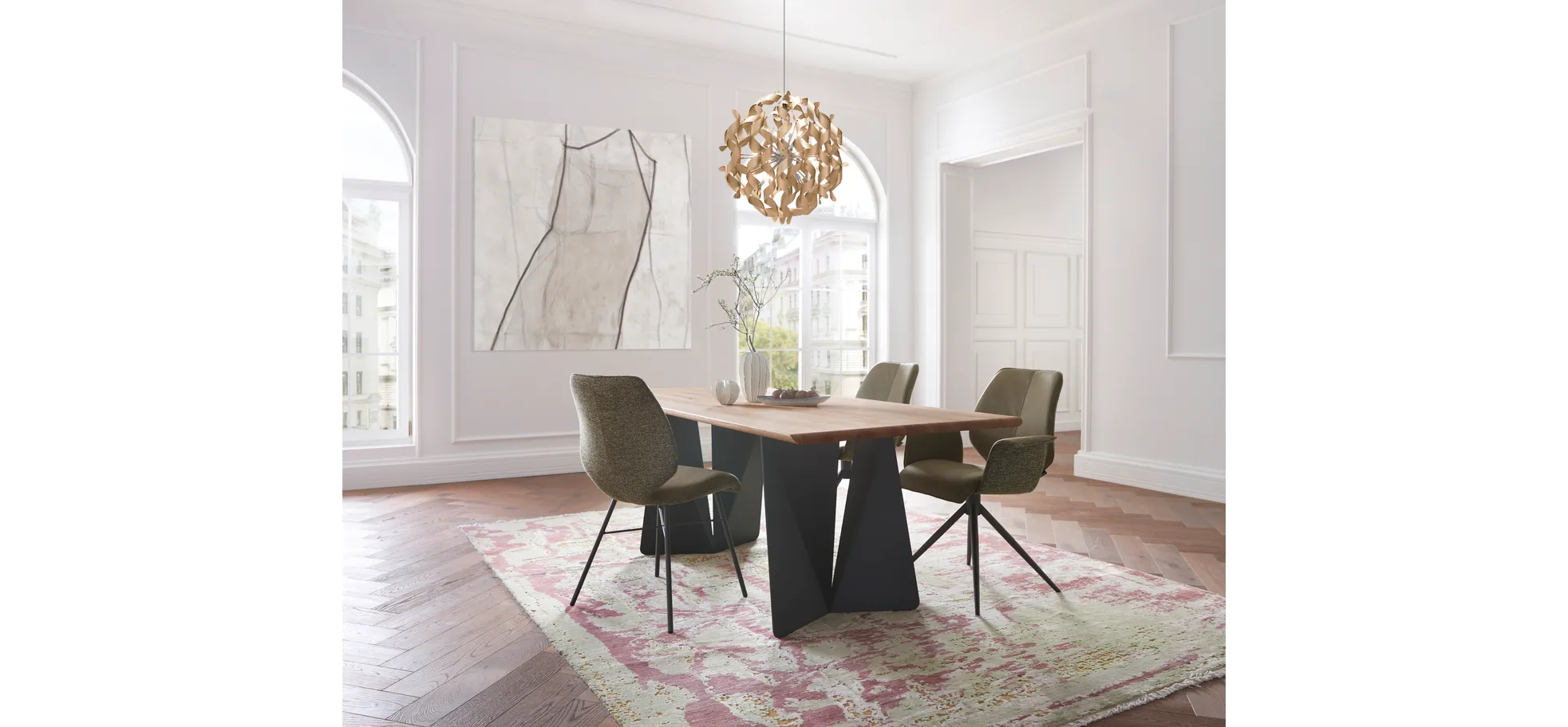 Esstisch Cinque Passi - LB ca. 240x95 cm, Asteiche massiv natur