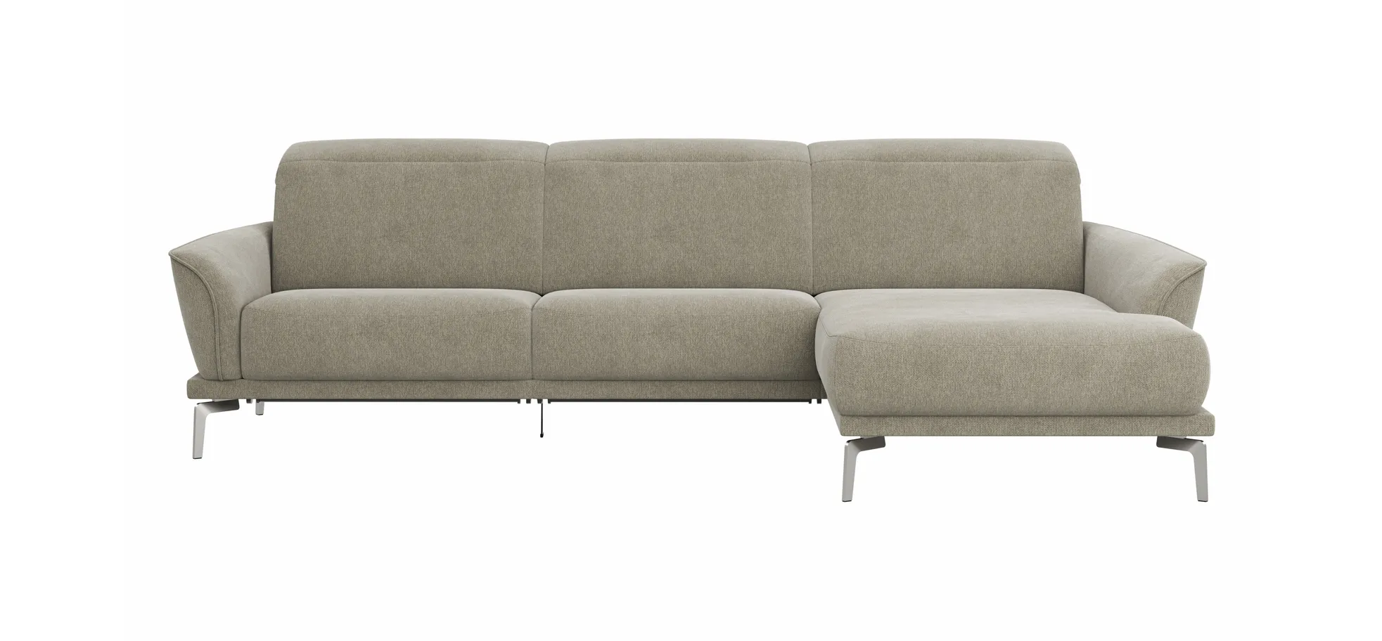 Ecksofa Amadena - 2-Sitzer mit Longchair rechts inkl. Relaxfunktion motorisch, Stoff, Limone 144966