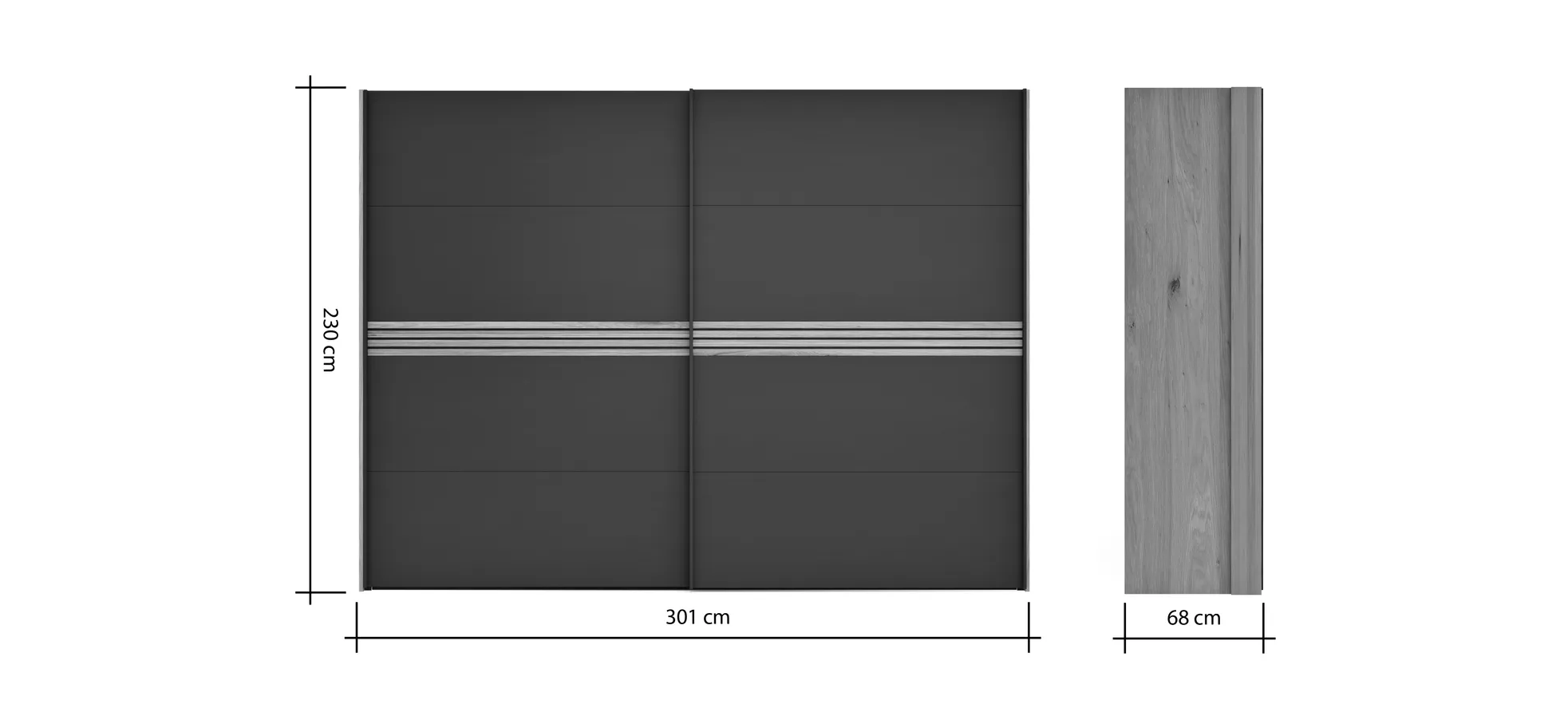 Schwebetürenschrank Viana - BHT ca. 300x230x68 cm, Anthrazit