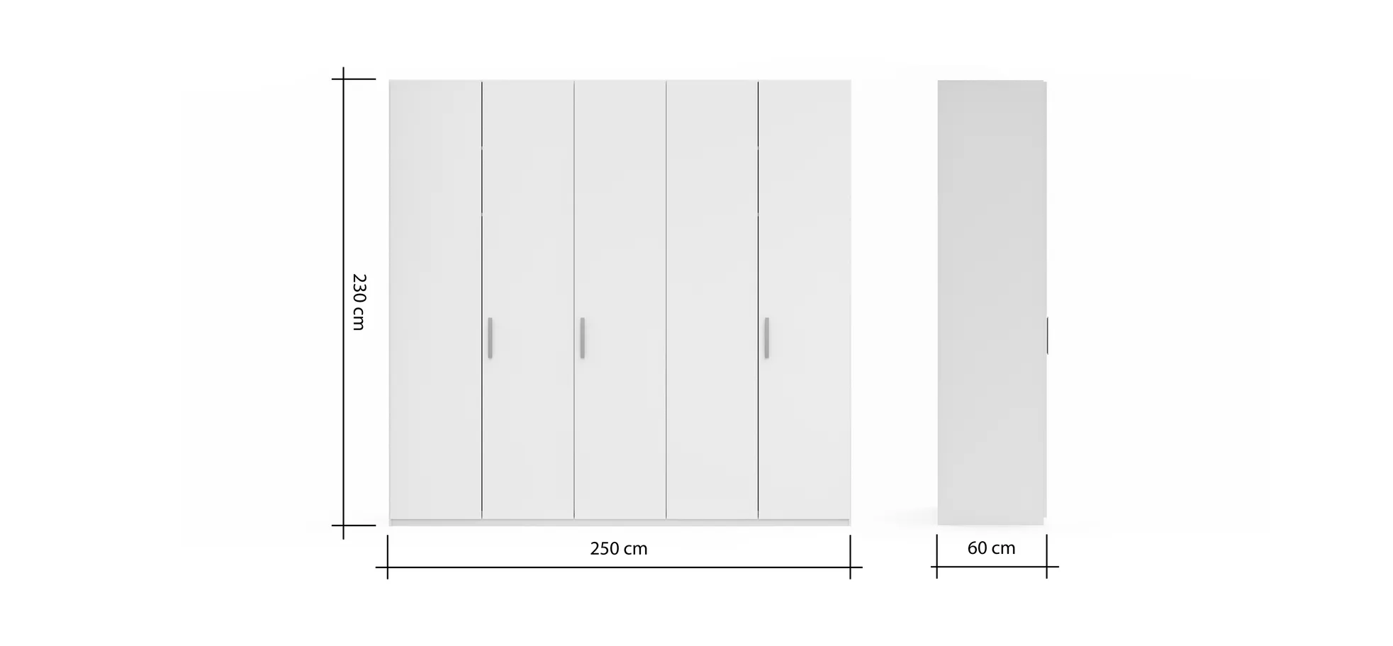 Drehtürenschrank Viana - B. ca. 250 cm, Lack, Steingrau