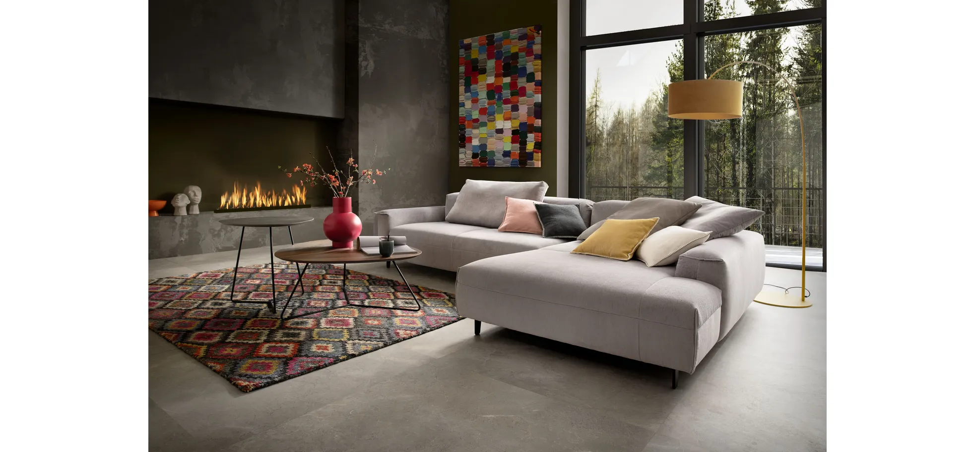 Ecktisch Fano - LBH ca. 59x50x55 cm, HPL Laminat, Graubraun