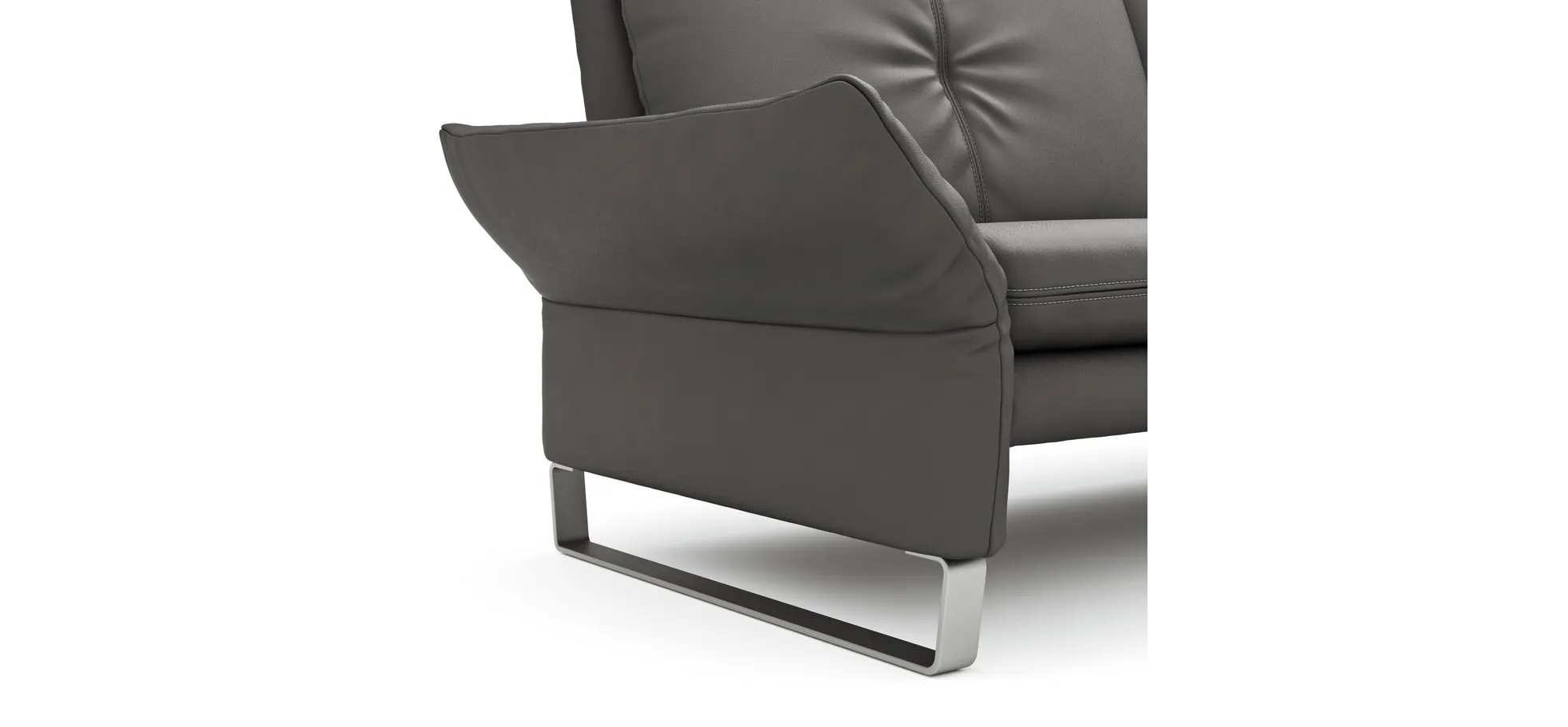 Sofa Tenero - 3-Sitzer inkl. Armlehne verstellbar, Leder, Anthrazit