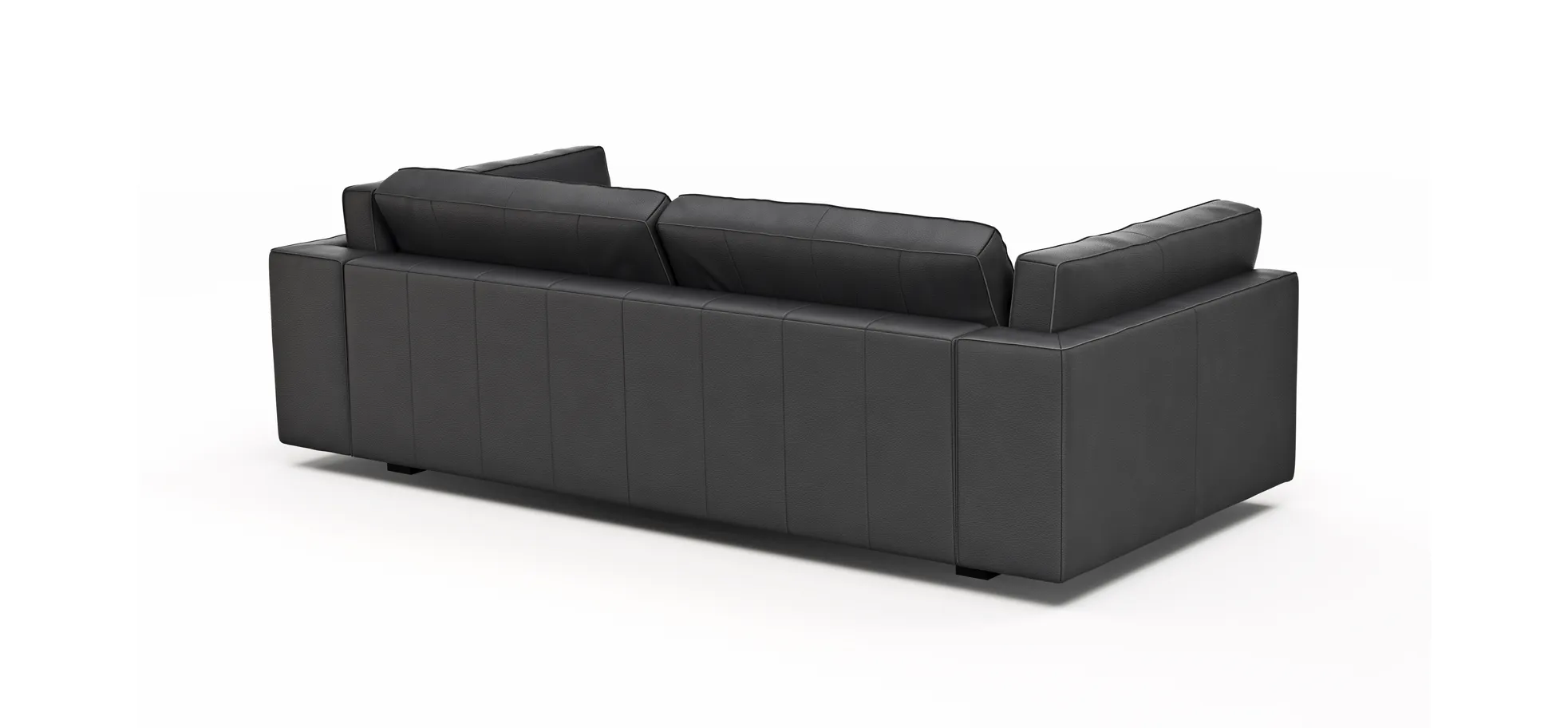 Sofa Aprino 3 - 3,5-Sitzer L, Dickleder, schwarz, Armlehne Kissen