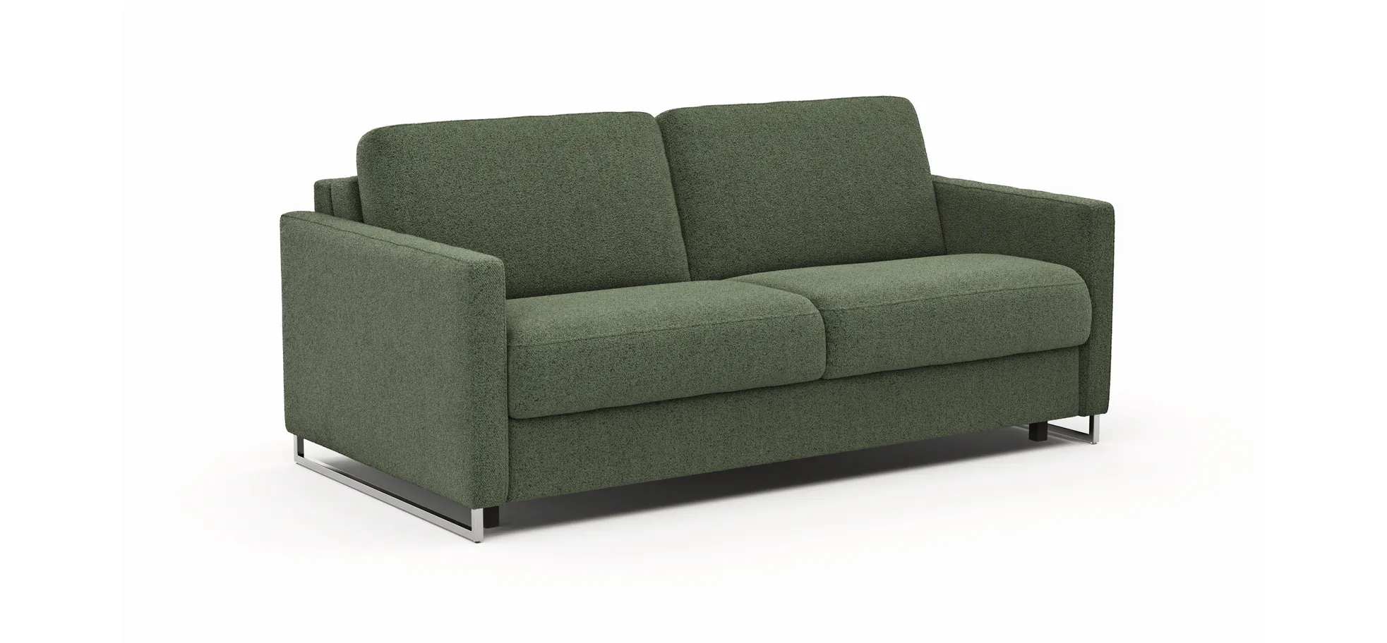 Sofa Nuoro - 2,5-Sitzer inkl. Schlaffunktion, Armlehne mit Kufe, Stoff, Olivgrün
