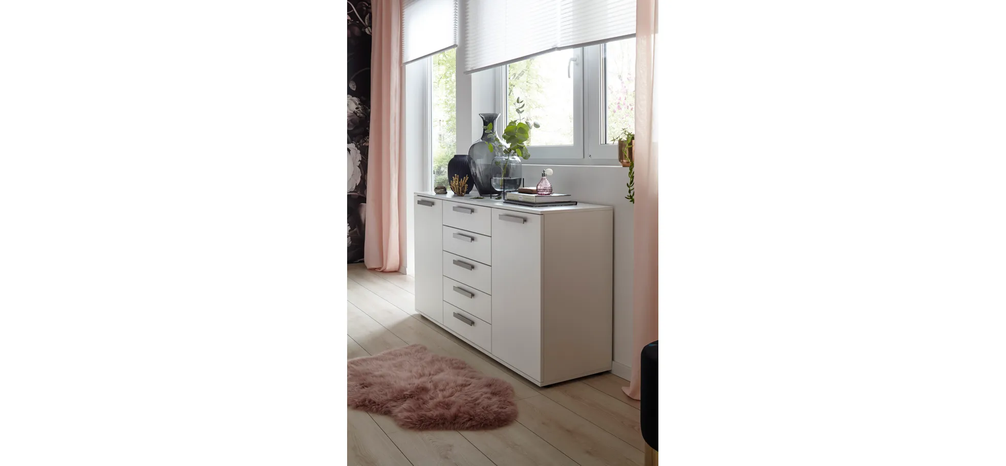Kommode Viana - Holzwerkstoff, Weiß