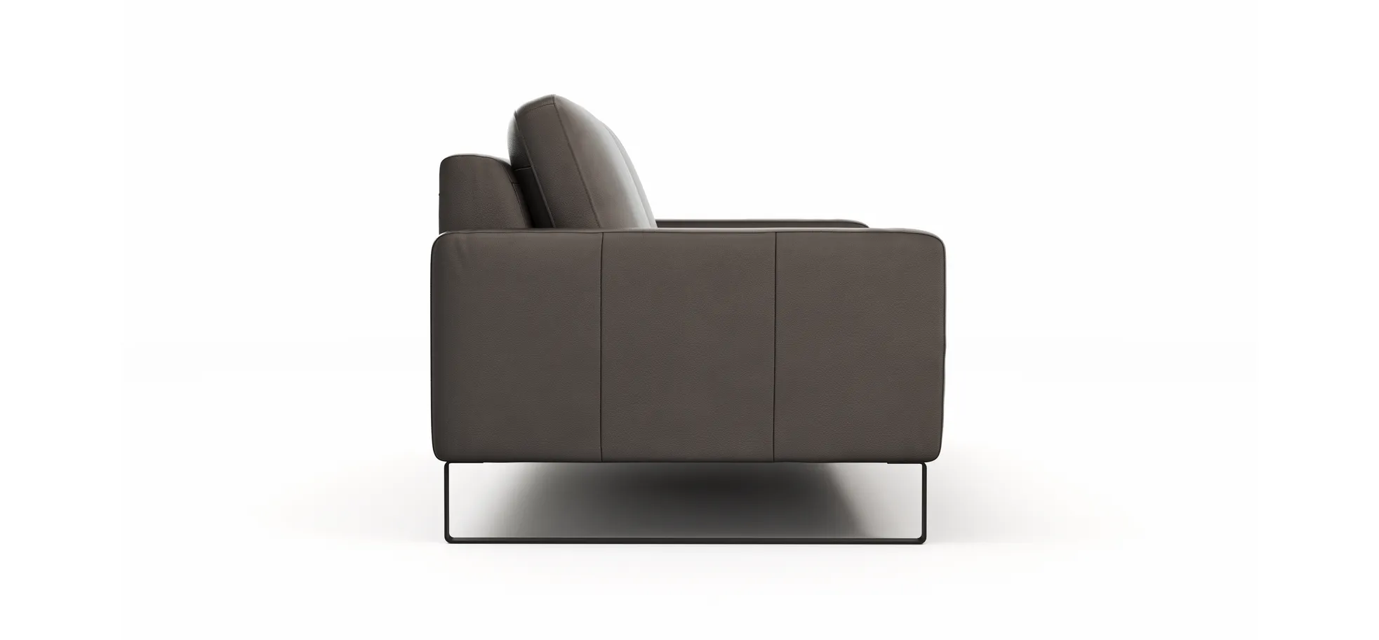 Sofa Enna - 3,5-Sitzer, Armlehne A, Leder, Schwarz, Kufe, Schwarz