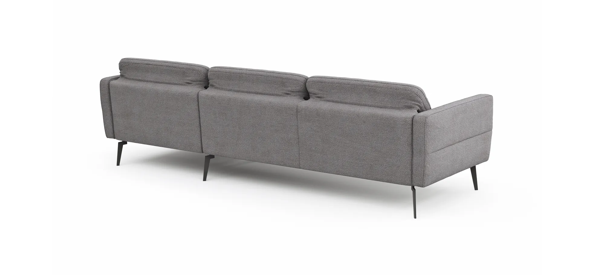 Ecksofa Estrela - 2,5-Sitzer mit Longchair rechts inkl. Rücken-/Armlehnenverstellung, Stoff, Grau
