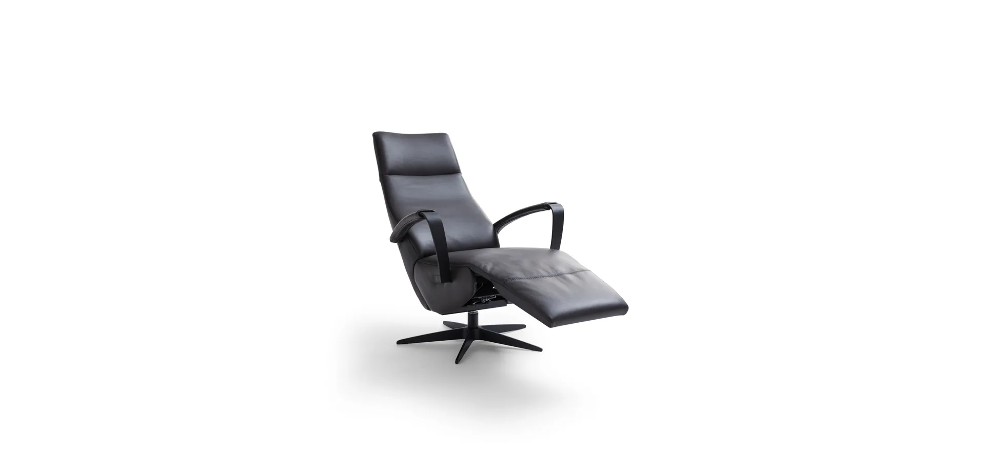 Relaxsessel Girona - Relaxfunktion (motorisch), Leder, Graphit