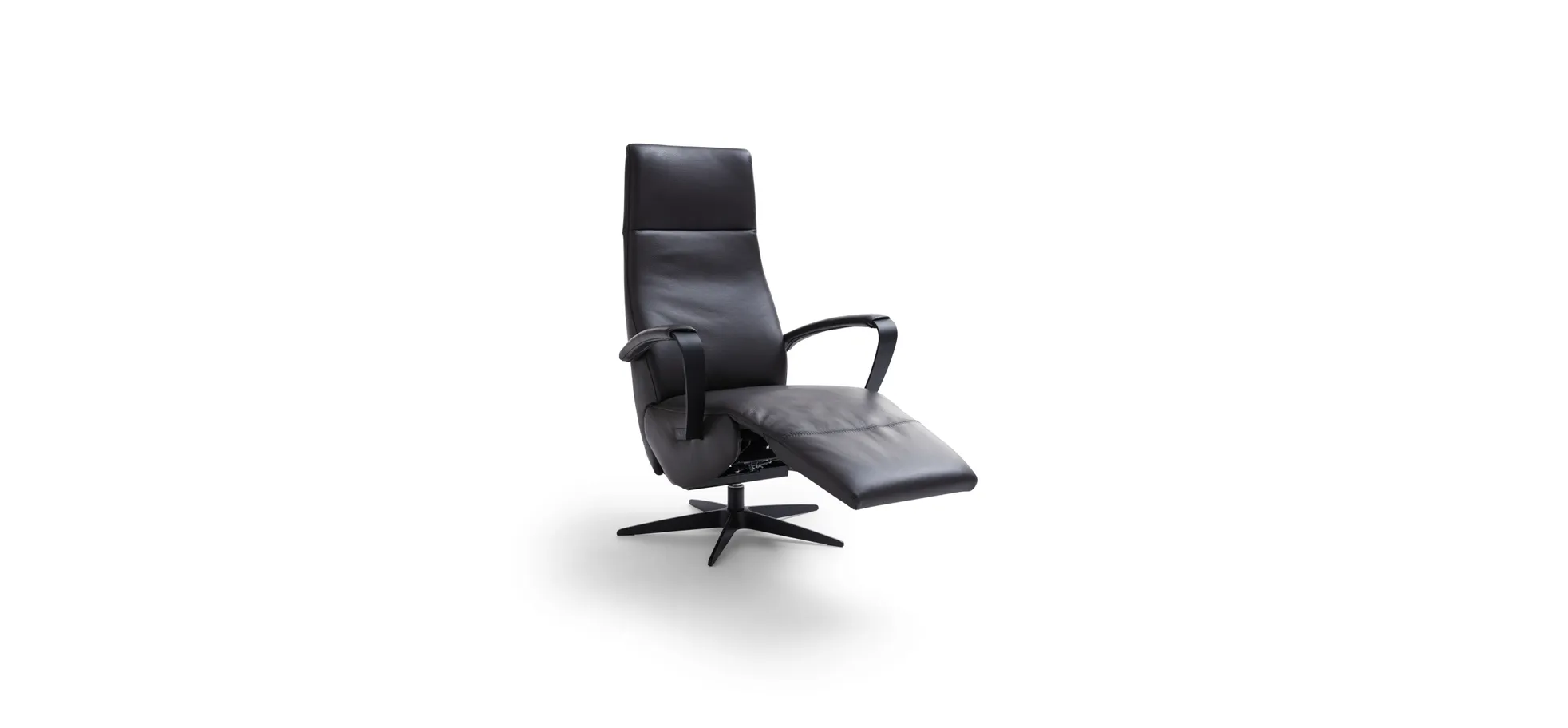 Relaxsessel Girona - Relaxfunktion (motorisch), Leder, Graphit