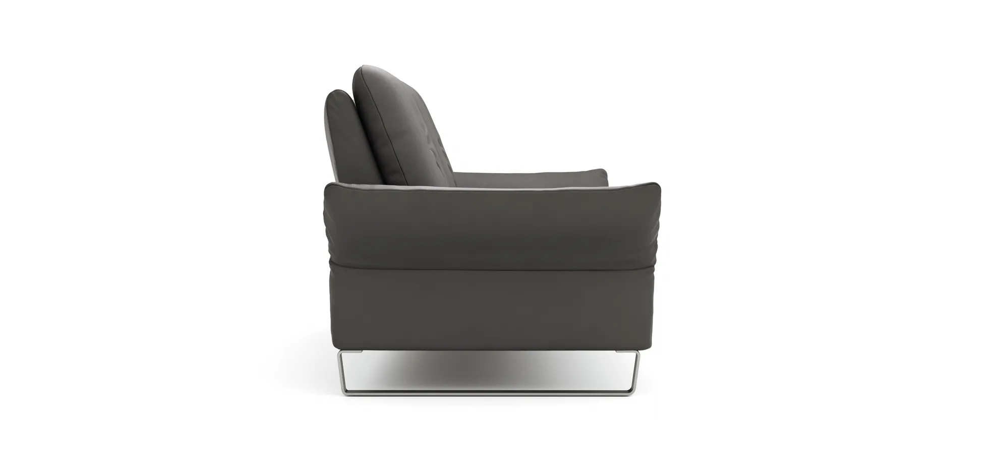 Sofa Tenero - 3-Sitzer inkl. Armlehne verstellbar, Leder, Anthrazit