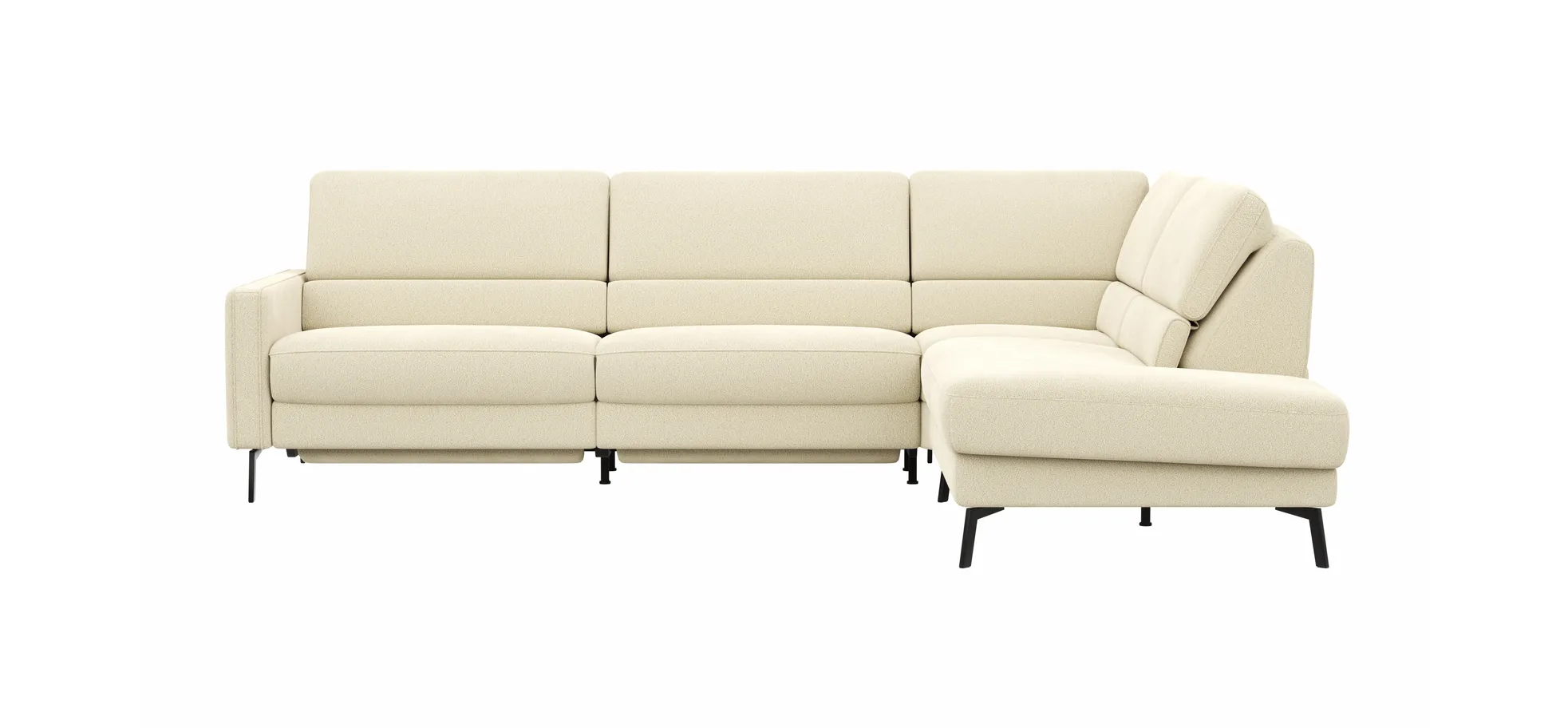 Ecksofa Valera - 3-Sitzer mit Ecke rechts inkl. Rückenlehne verstellbar und Relaxfunktion motorisch, Stoff, Natur 145974
