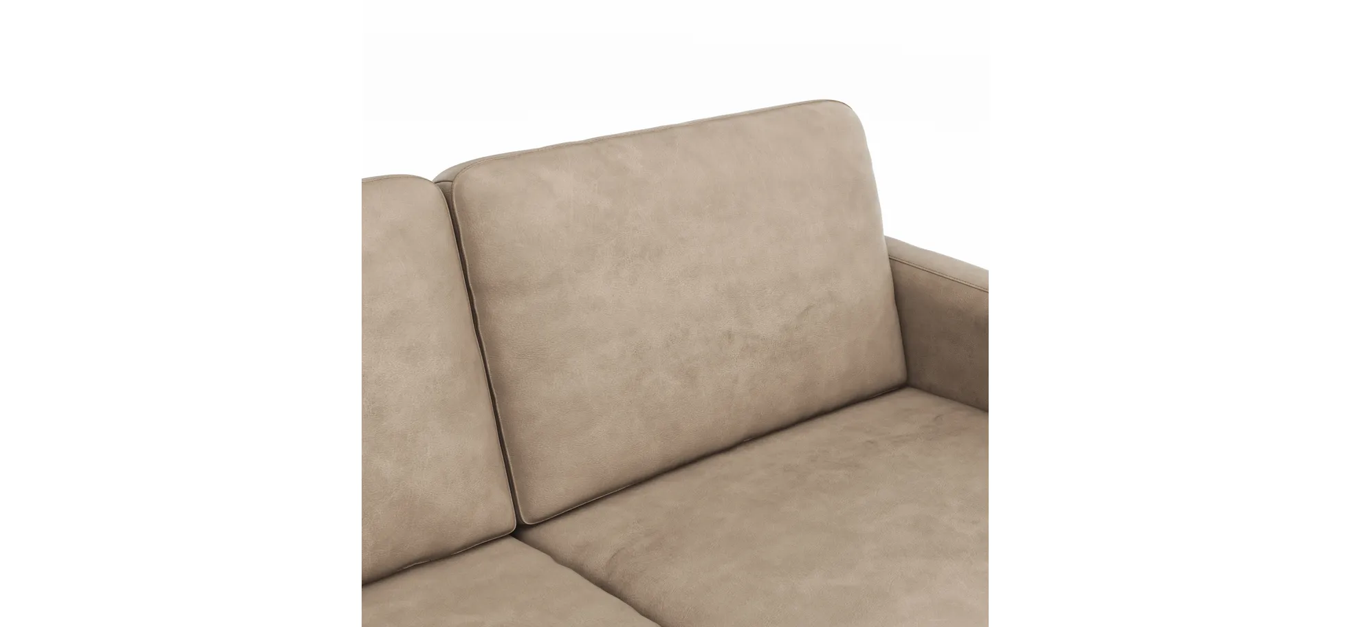 Ecksofa Enna - Longchair Links mit 3-Sitzer, Armlehne A, Leder, Taupe