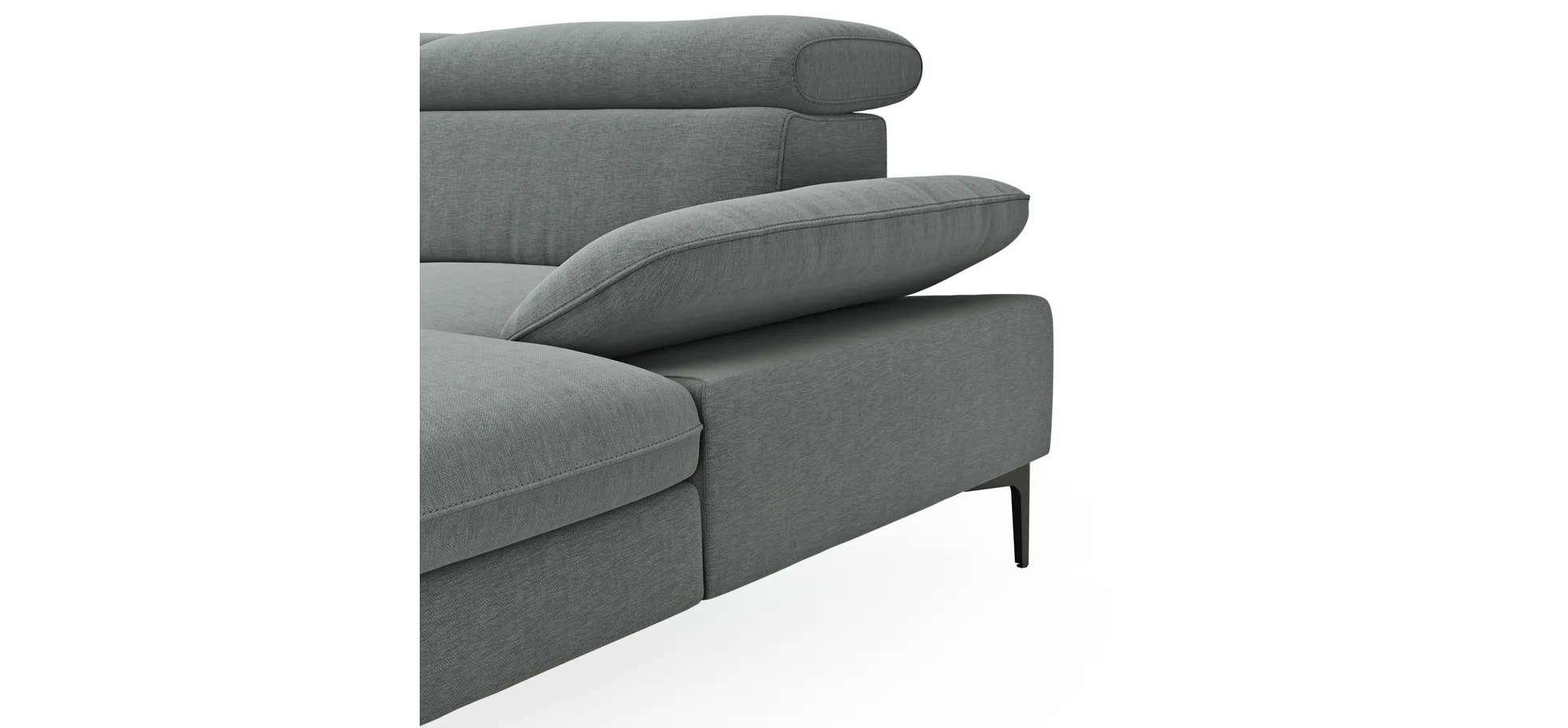 Ecksofa Felipa - 2,5-Sitzer mit Longchair rechts inkl. Armlehne verstellbar und Rückenlehne/Sitztiefe verstellbar (motorisch), Stoff, Grau