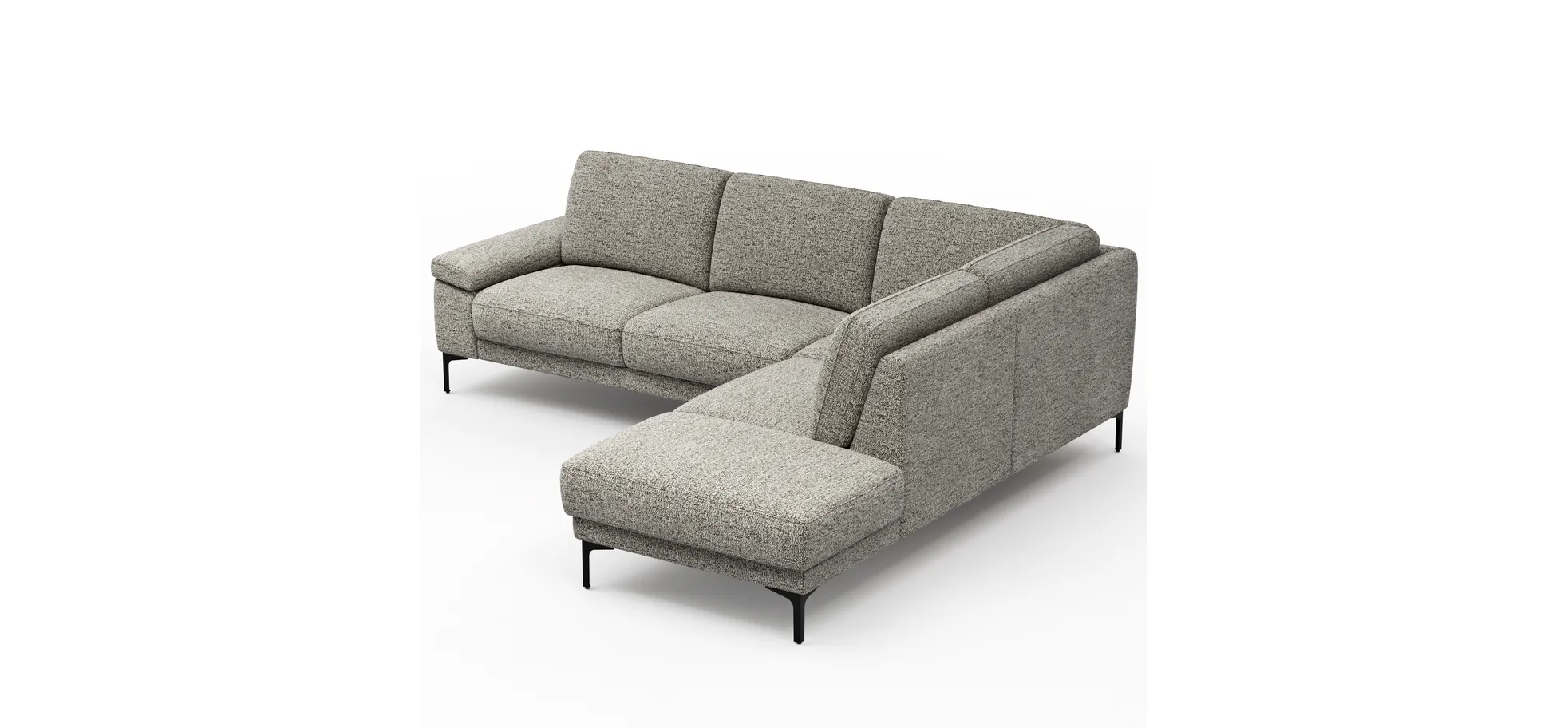 Ecksofa Matero - 2-Sitzer mit Ecke rechts, Stoff, Graubeige
