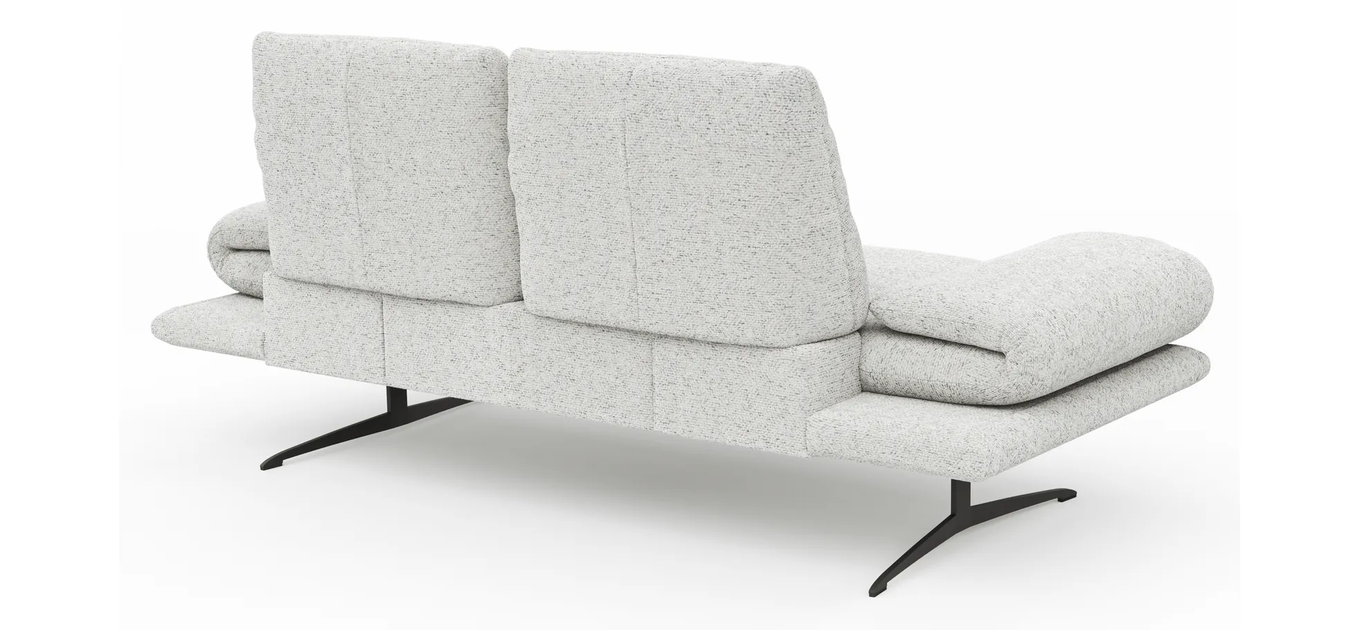 Sofa Lucero 2.0 - 2-Sitzer inkl. Drehsitz, Rollout-Armlehne und Sitztiefe verstellbar, Stoff, Offwhite