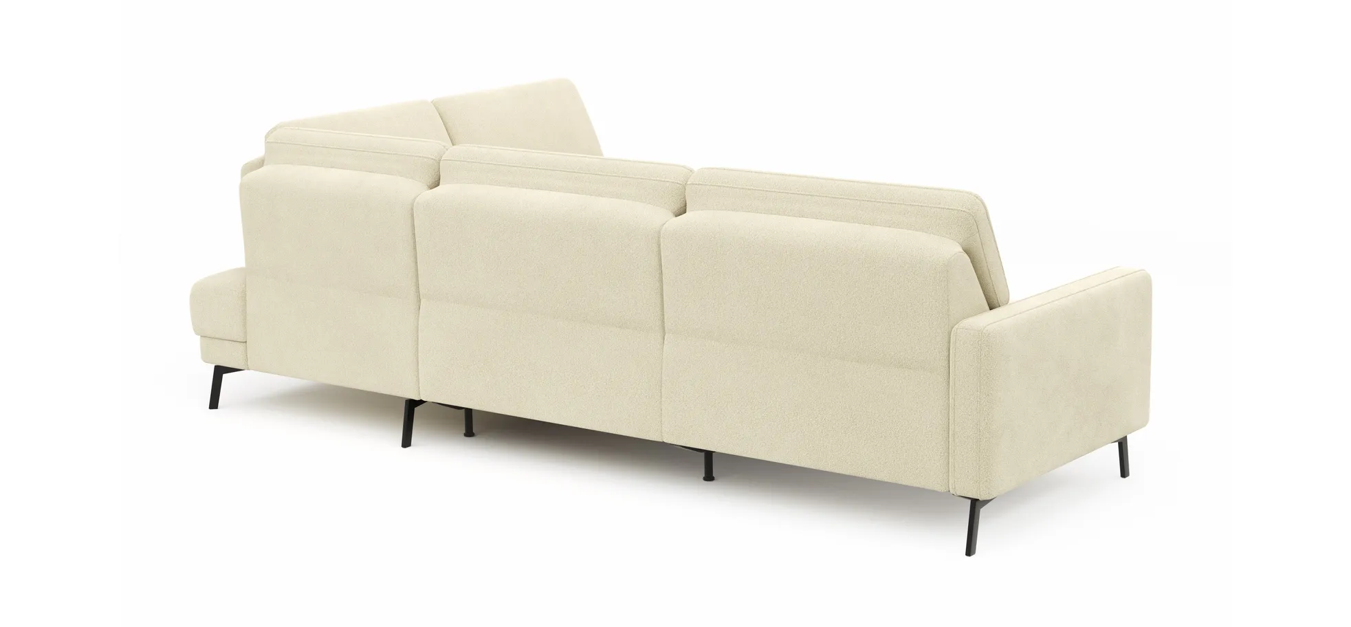 Ecksofa Valera - 3-Sitzer mit Ecke rechts inkl. Rückenlehne verstellbar und Relaxfunktion motorisch, Stoff, Natur
