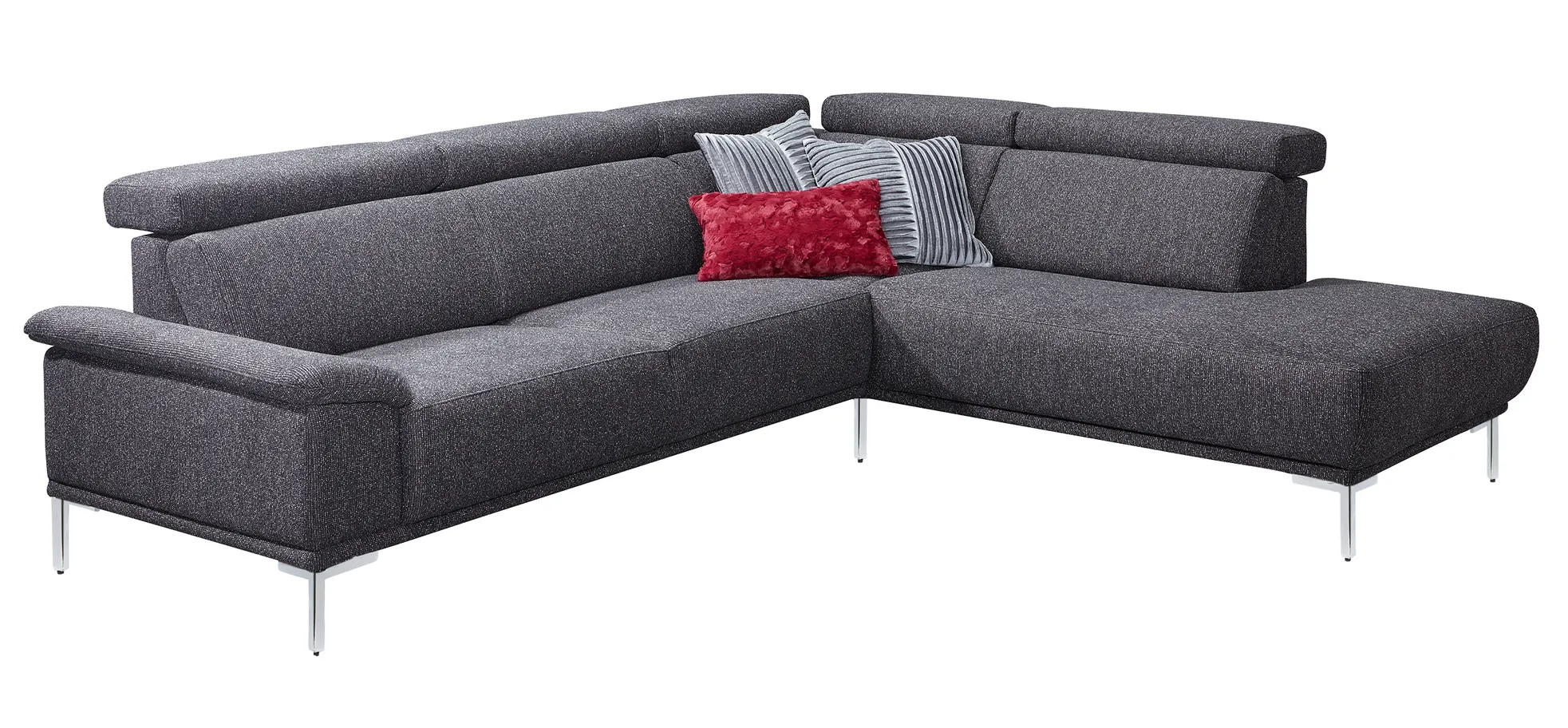 Ecksofa - 2-Sitzer mit Ecke rechts, Stoff, Anthrazit