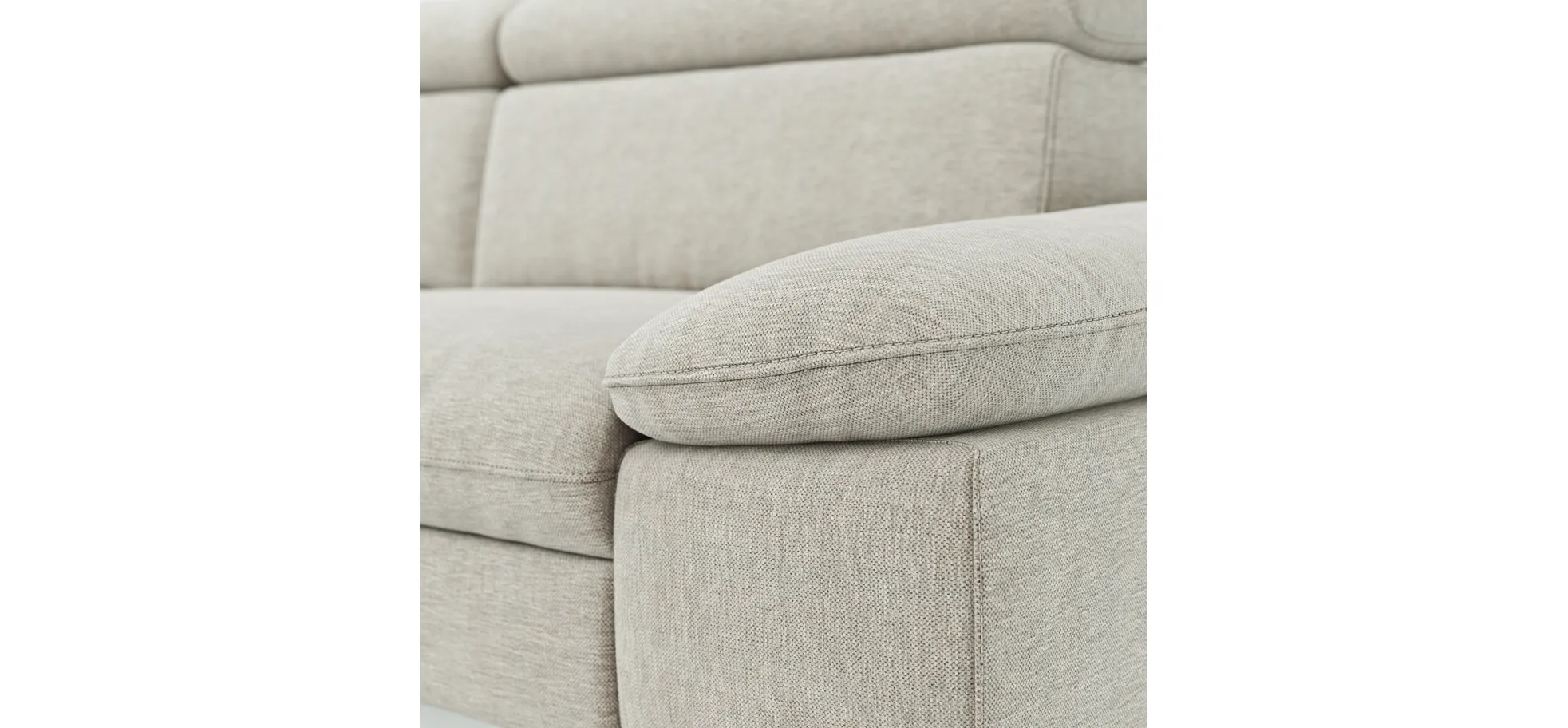 Ecksofa Felipa - Ecke links mit 2,5-Sitzer inkl. Armlehne verstellbar und Rückenlehne/Sitztiefe verstellbar (motorisch), Stoff, Natur