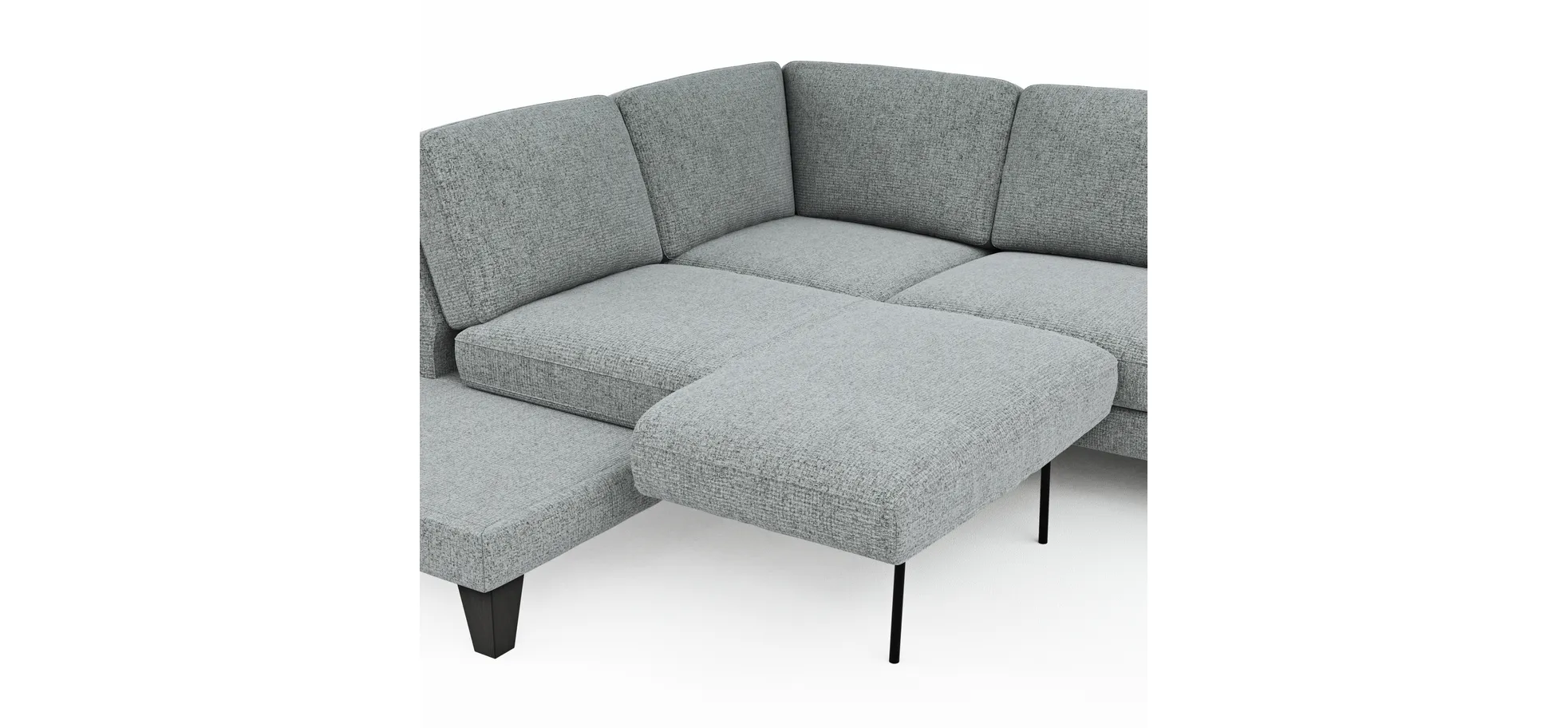 Ecksofa Oviedo - Ecke links mit 2,5-Sitzer inkl. Drehsitz, Stoff, Hellgrau