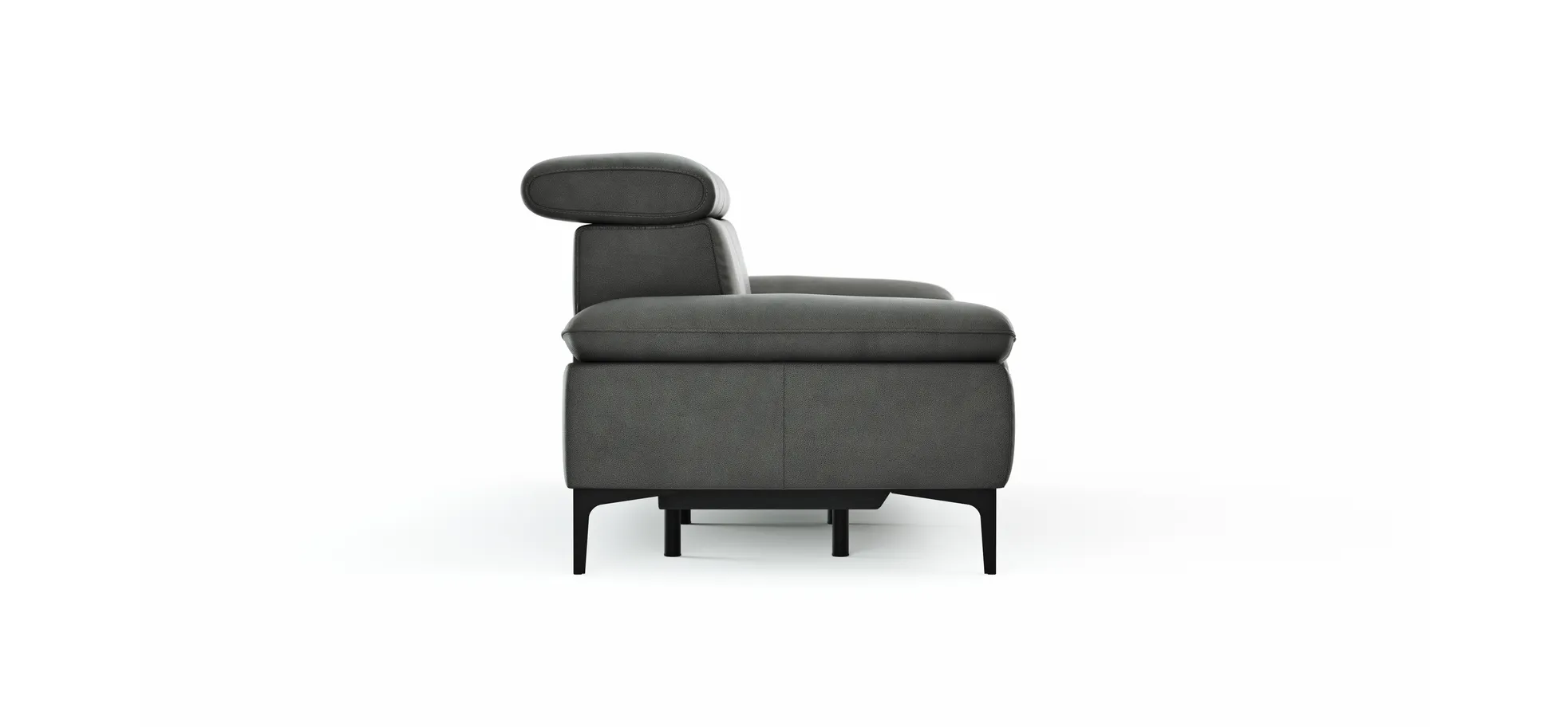 Sofa Felipa - 3-Sitzer inkl. Relaxfunktion (motorisch) und Kopfteil verstellbar, Leder, Grau