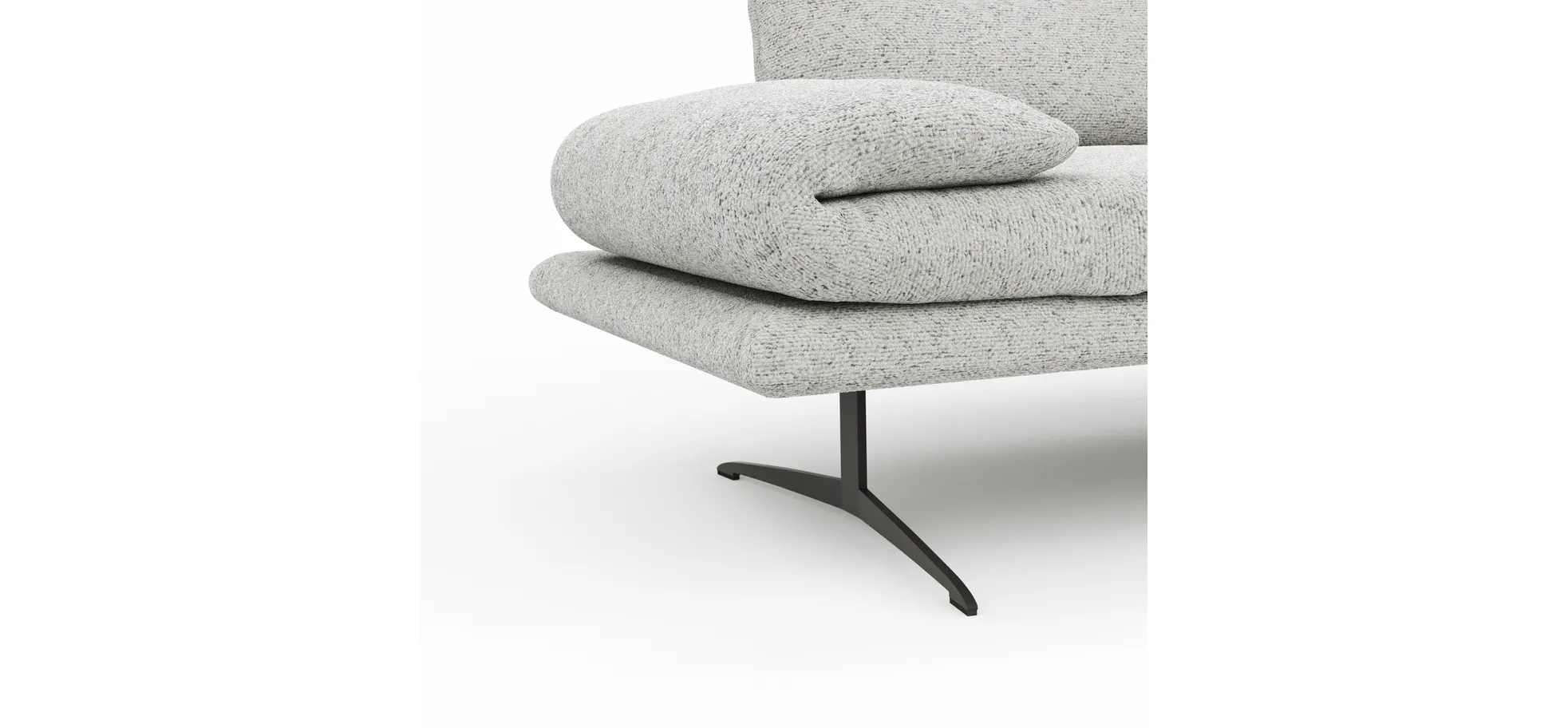 Sofa Lucero 2.0 - 2-Sitzer inkl. Drehsitz, Rollout-Armlehne und Sitztiefe verstellbar, Stoff, Offwhite