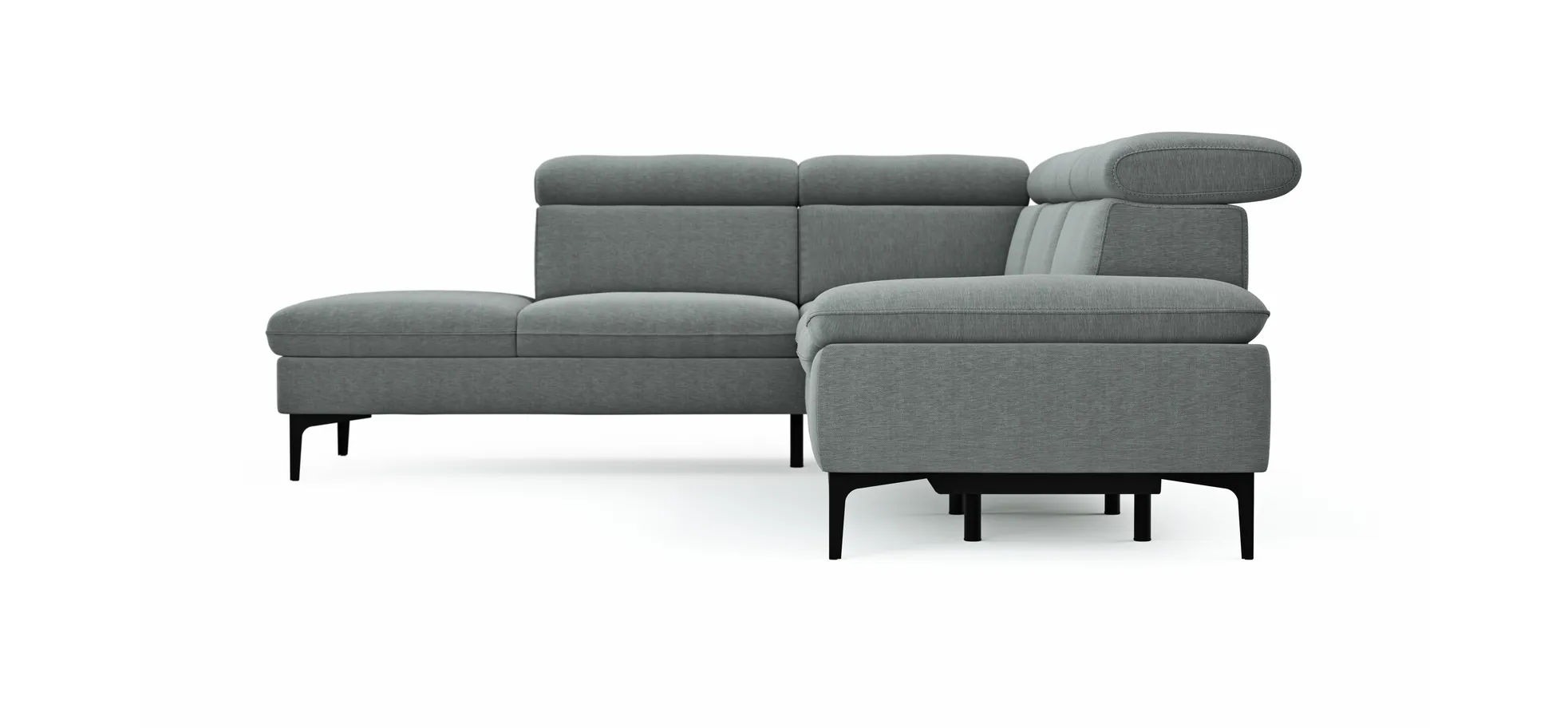 Ecksofa Felipa - Ecke links mit 2,5-Sitzer inkl. Armlehne verstellbar und Rückenlehne/Sitztiefe verstellbar (motorisch), Stoff, Grau