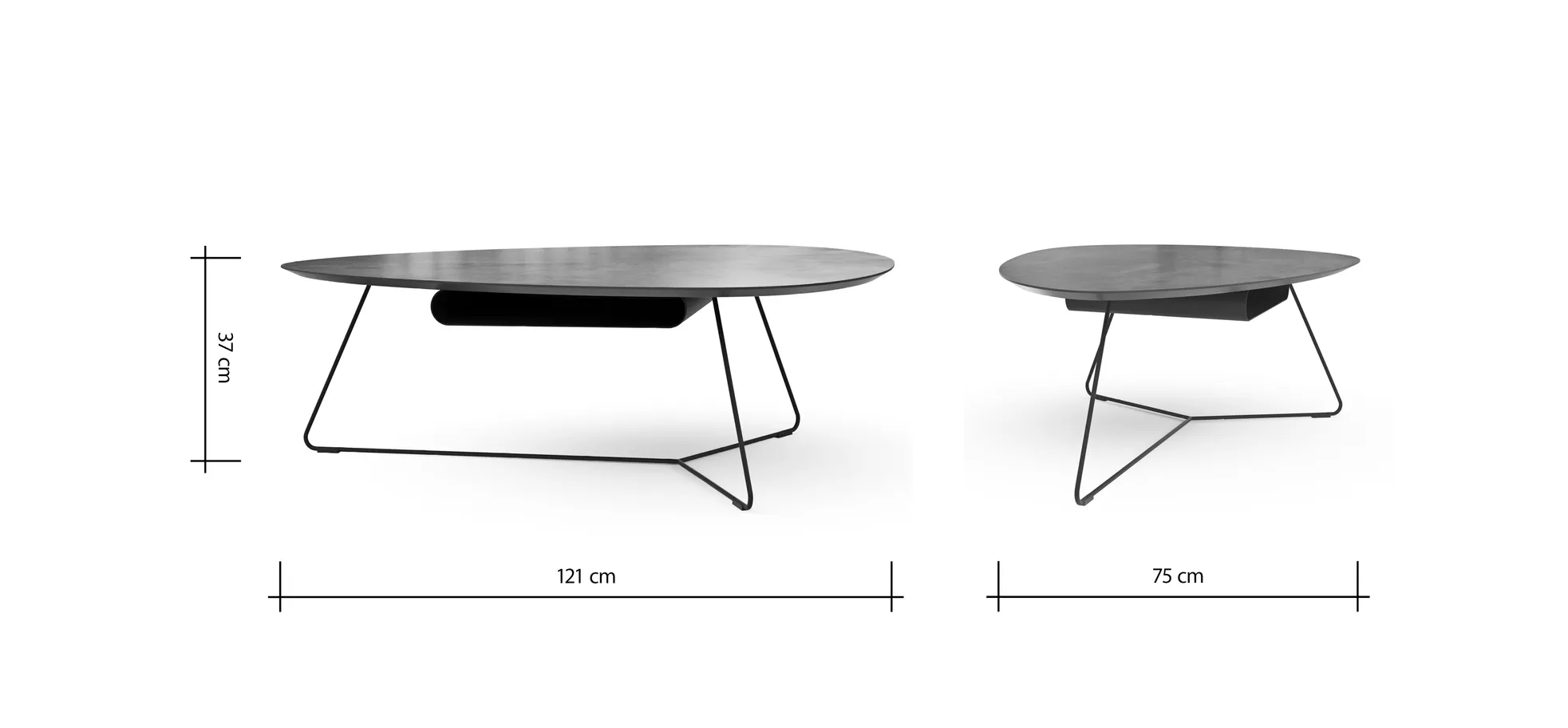 Couchtisch Fano - LBH ca. 121x75x38 cm, HPL Laminat, Graubraun