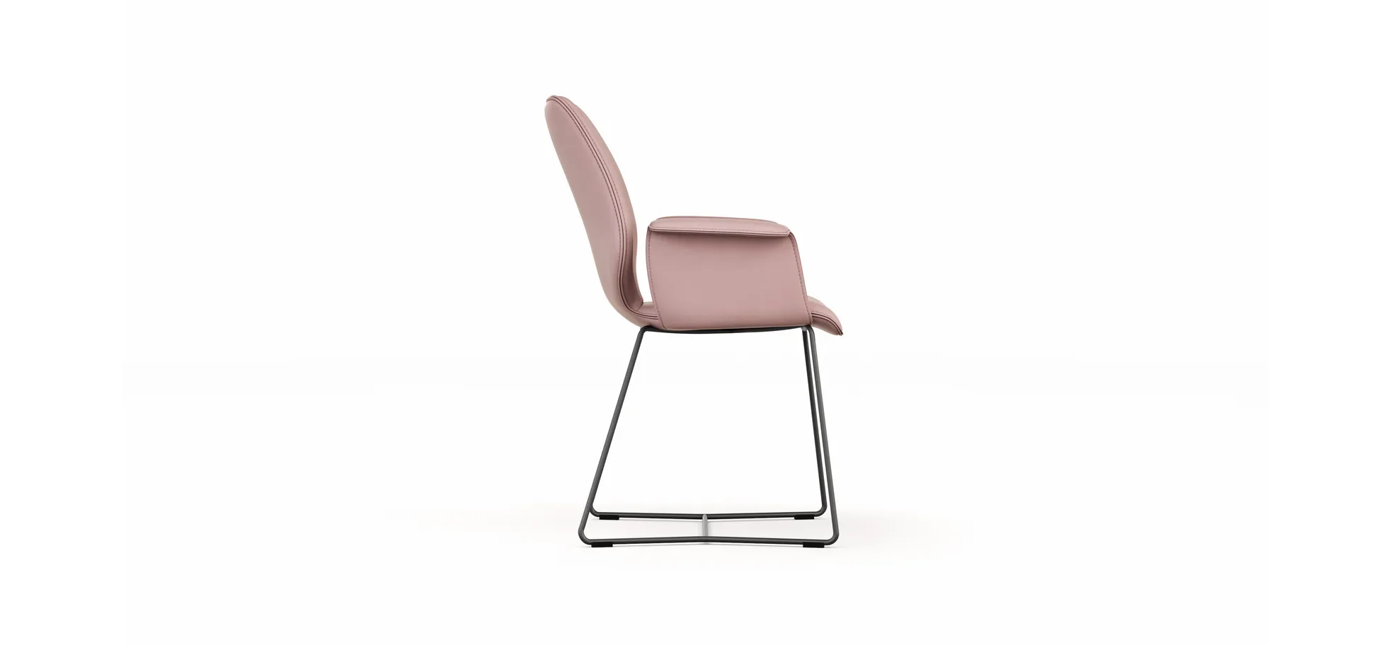 Armlehnstuhl Penthouse - Leder, Mauve, Kufen, Anthrazit
