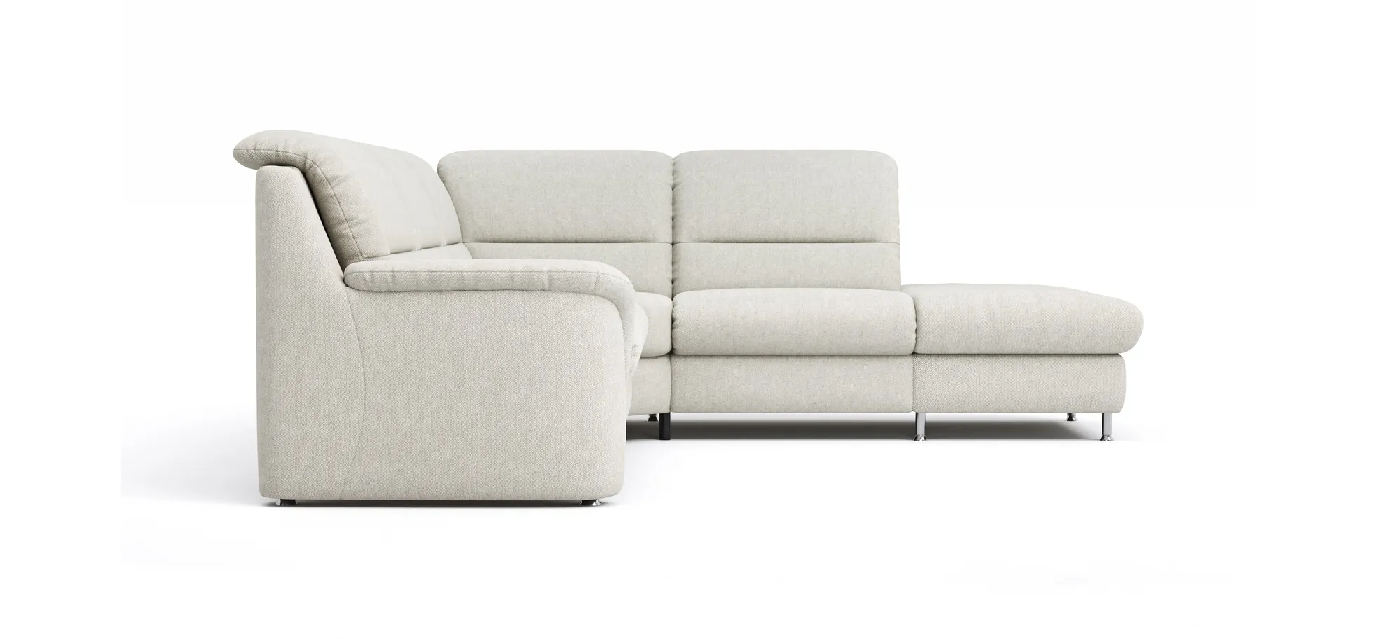 Ecksofa Cornella Classic - 2-Sitzer mit Ecke rechts, Stoff, Creme