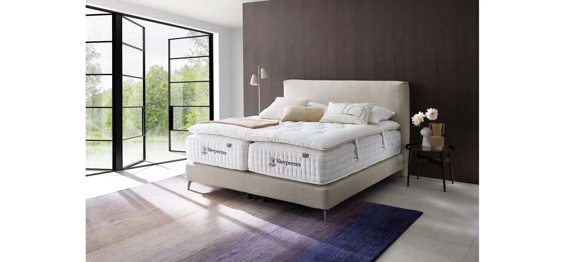  Boxspringbett Contur 4600 - Liegefläche  ca.180x200 cm, Boucle, Beige