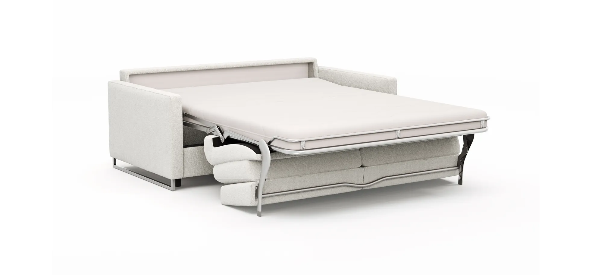 Sofa Nuoro - 2,5-Sitzer inkl. Schlaffunktion, Armlehne mit Kufe, Stoff, Natur