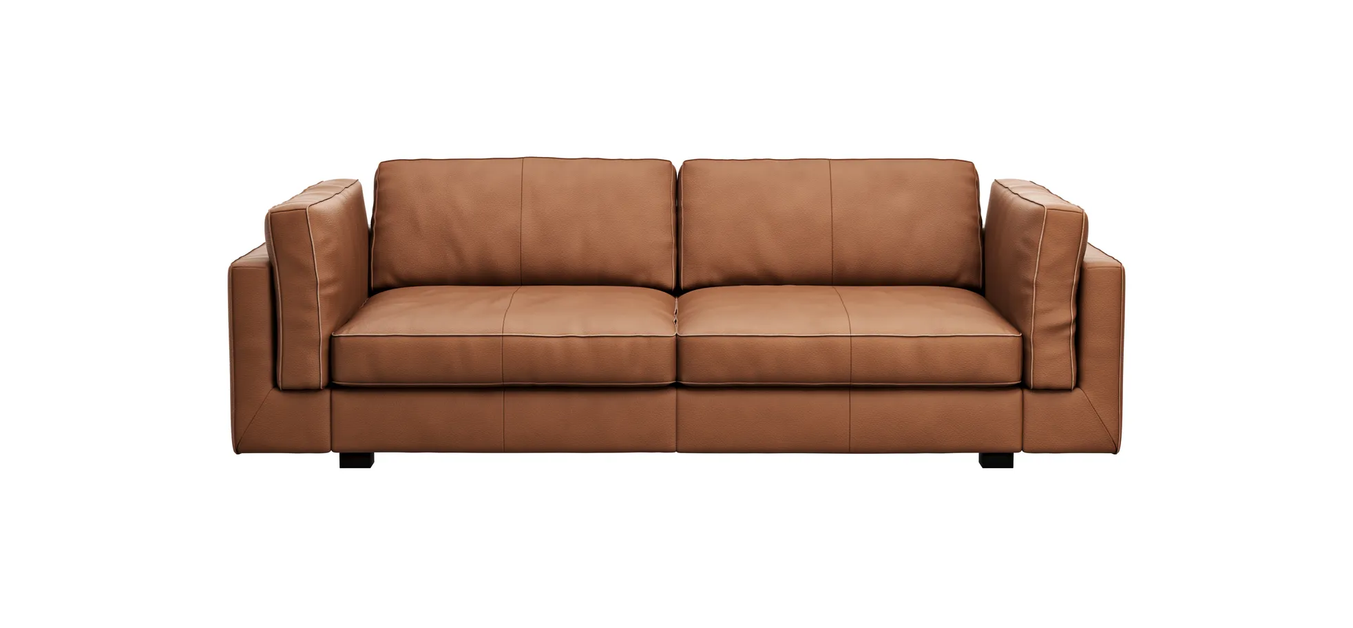 Sofa Aprino 3 - 3,5-Sitzer XL, Dickleder, Cognac, Armlehne Kissen 111321