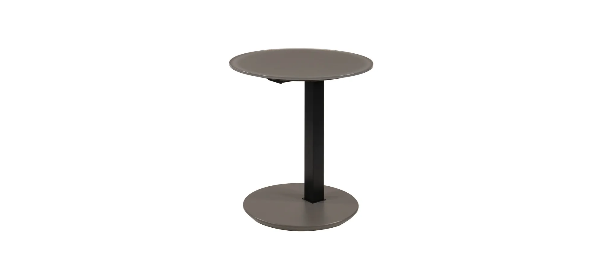 Beistelltisch - höhenverstellbar, D. ca. 50 cm, Graubeige lackiert