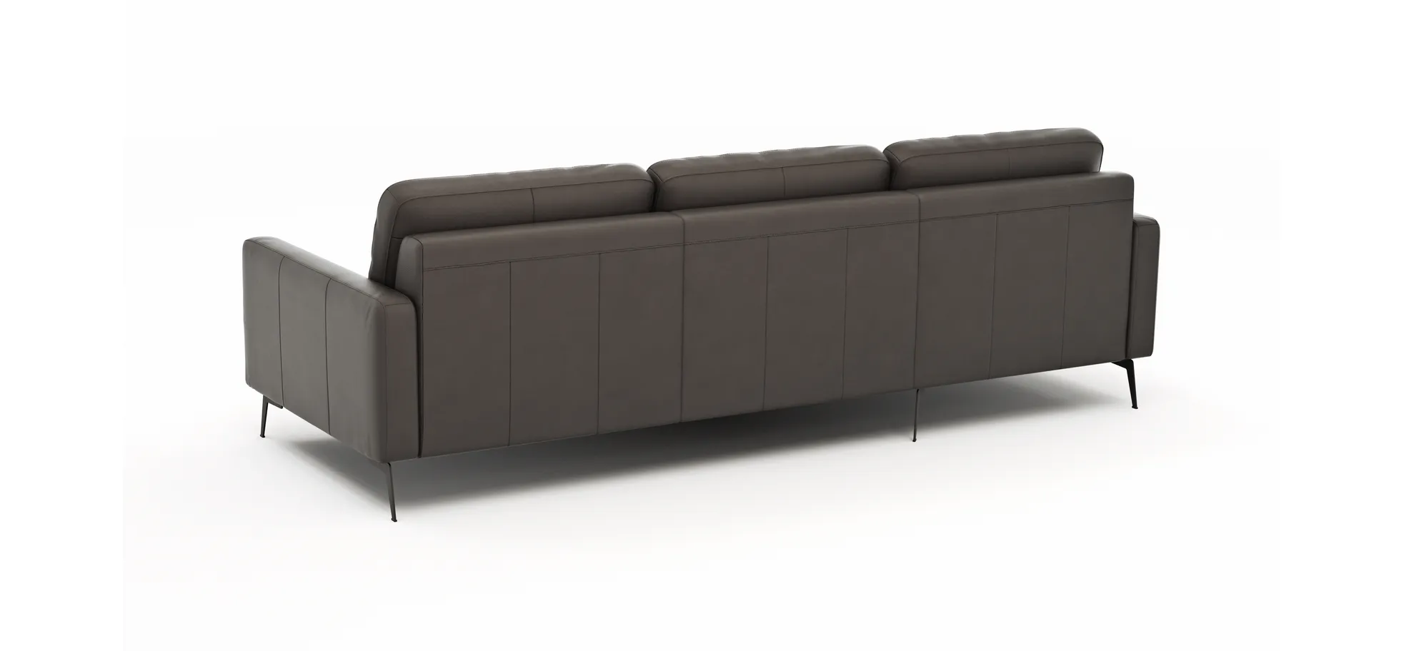 Ecksofa Enna - Longchair Links mit 3-Sitzer, Armlehne A, Leder, Schwarz