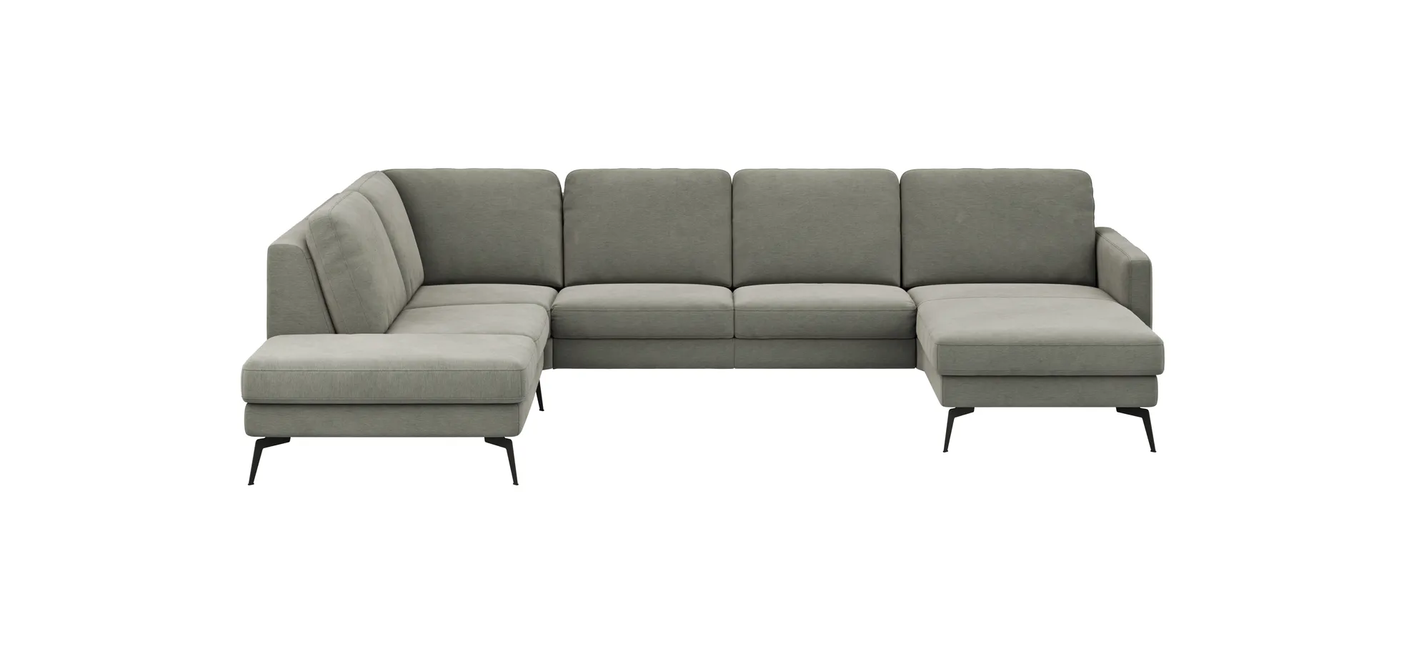 Wohnlandschaft Enna - Ecke links, 2,5-Sitzer, Longchair rechts, Stoff, Grau 109158