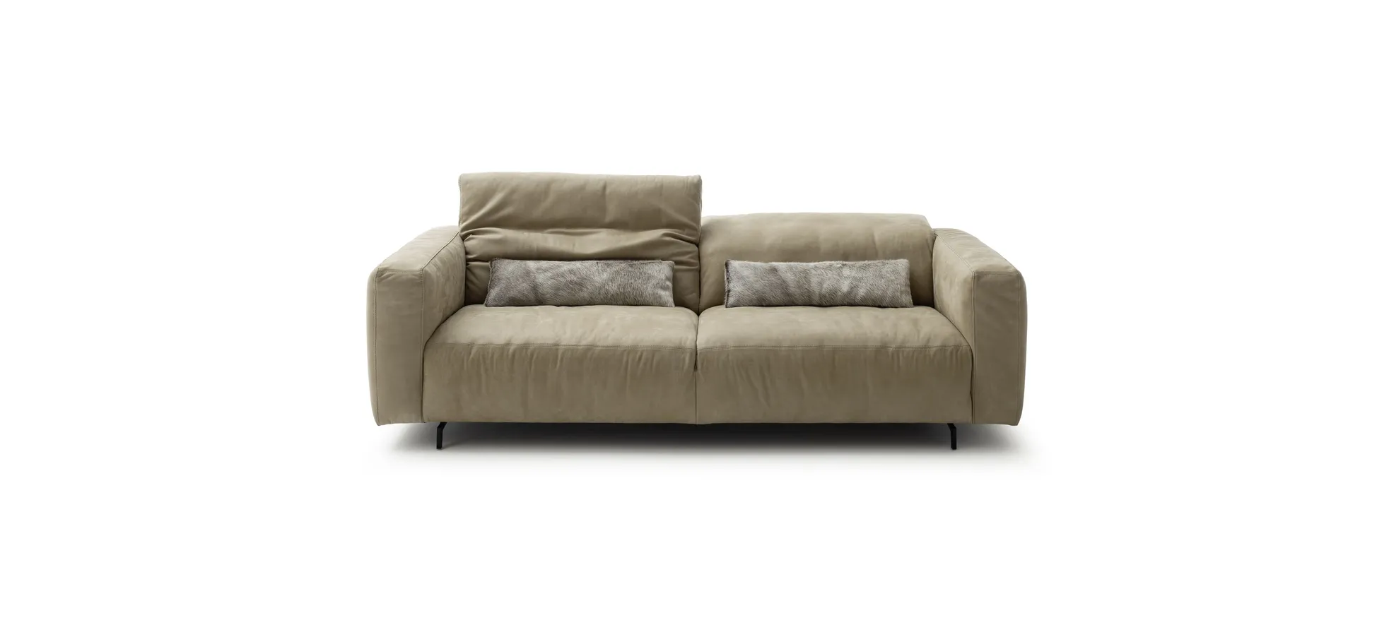 Sofa Arrezo - 3,5-Sitzer, Leder Taupe, Rücken verstellbar