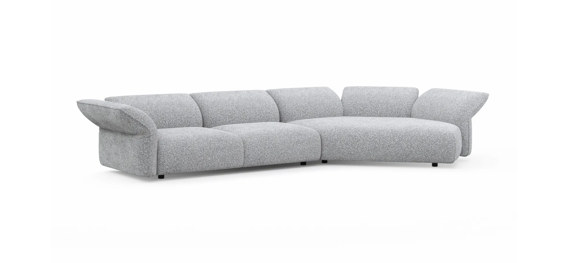 Trapezsofa Motone - 2-Sitzer mit Ecke rechts, Stoff, Hellgrau