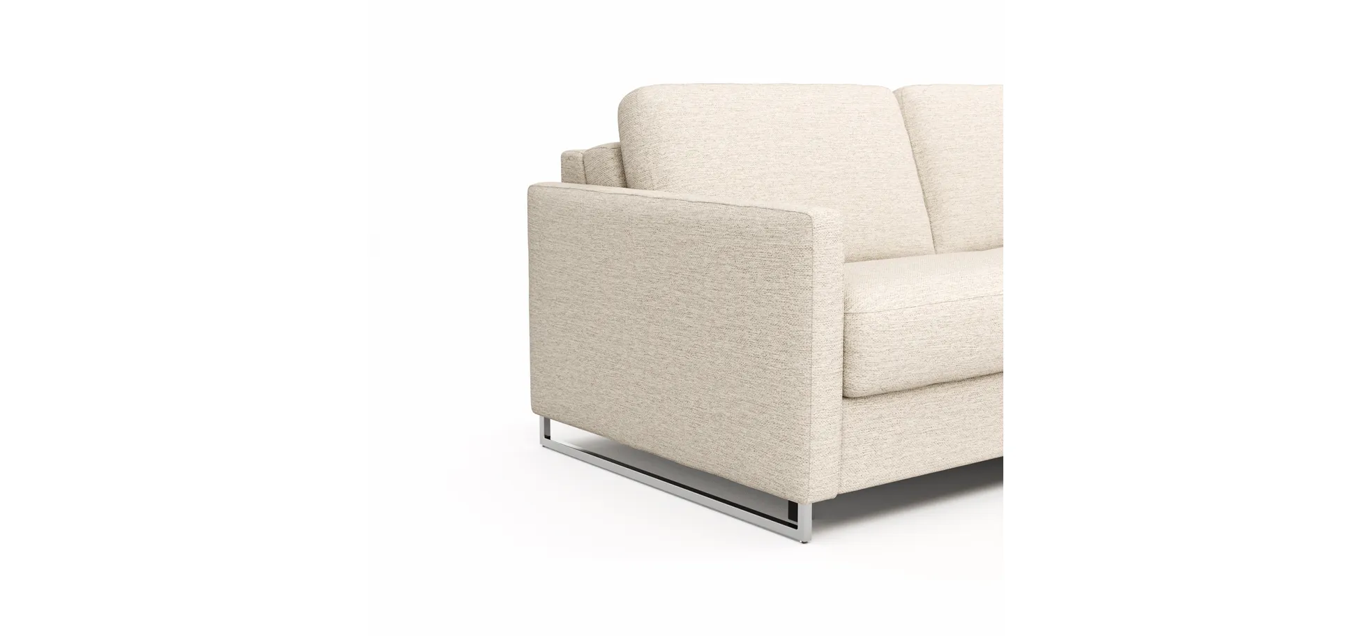 Ecksofa Nuoro - 2-Sitzer mit Longchair rechts inkl. Schlaffunktion und Bettkasten, Stoff, Beige