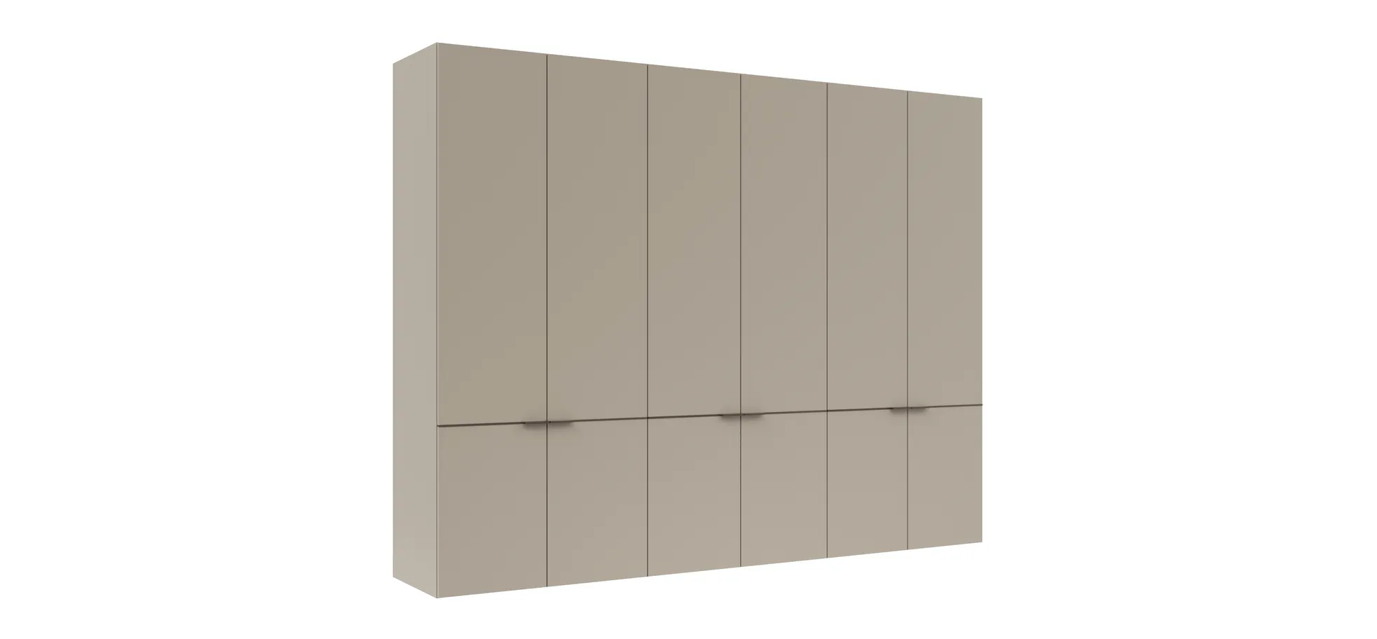 Drehtürenschrank Matera - BHT ca. 301x235x60 cm, Lack Matt, Muschelgrau, Griffe Coffee 131582