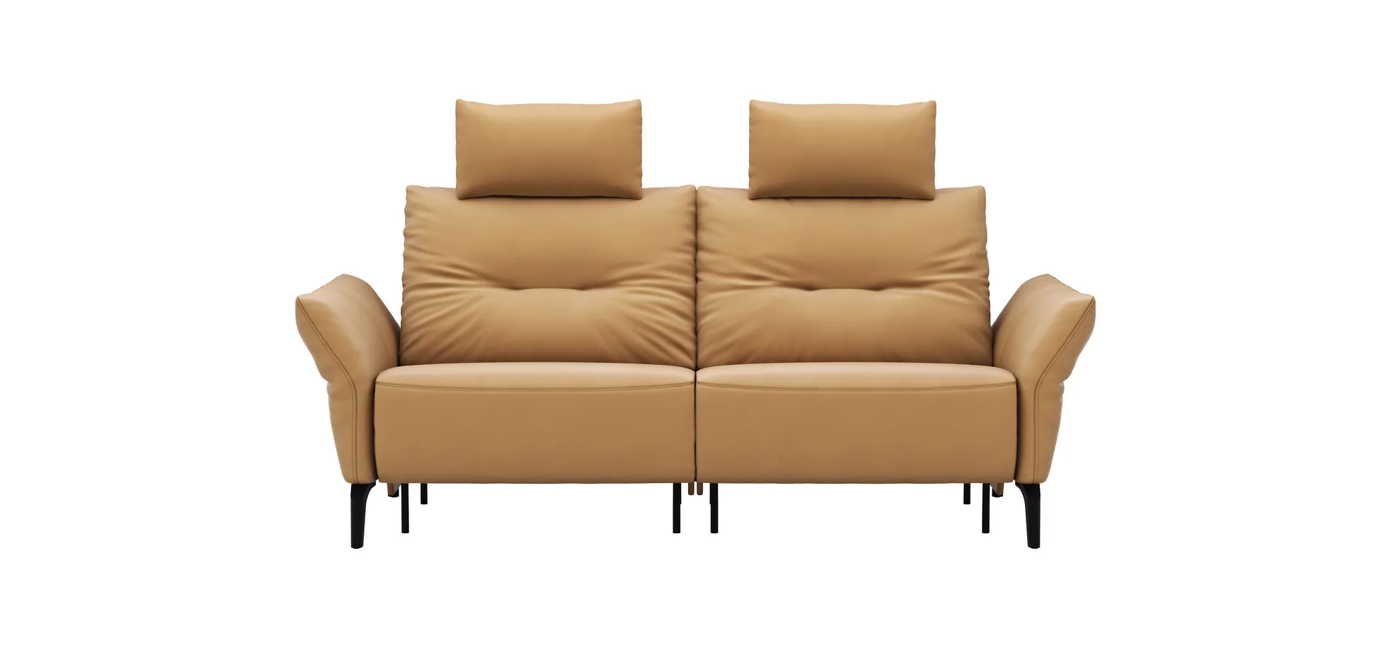 Sofa Bahia - 2-Sitzer inkl. Kopfstütze/ Armlehne verstellbar und Relaxfunktion (motorisch), Leder, Kurkuma 108461