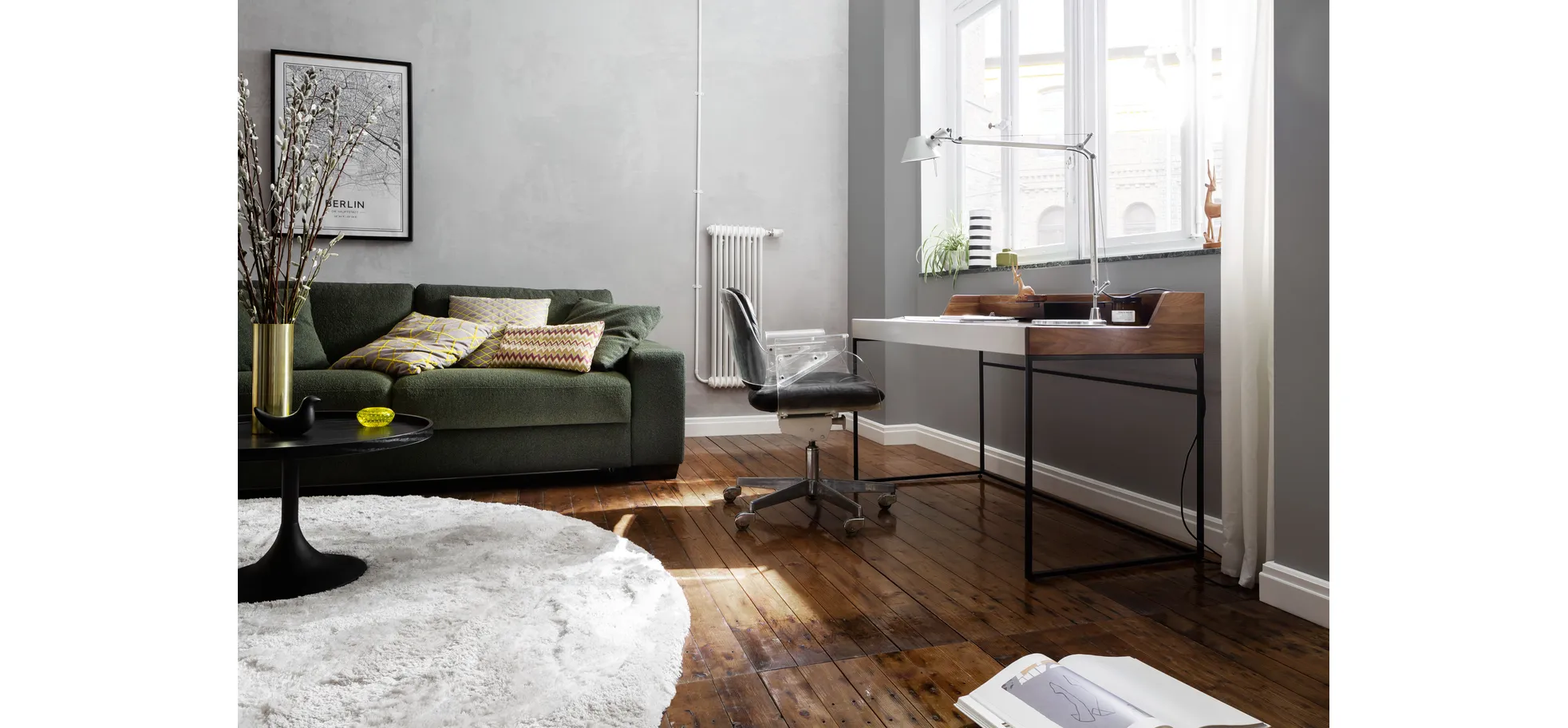 Sofa Nuoro - 3-Sitzer inkl. Schlaffunktion, Stoff, Olivgrün